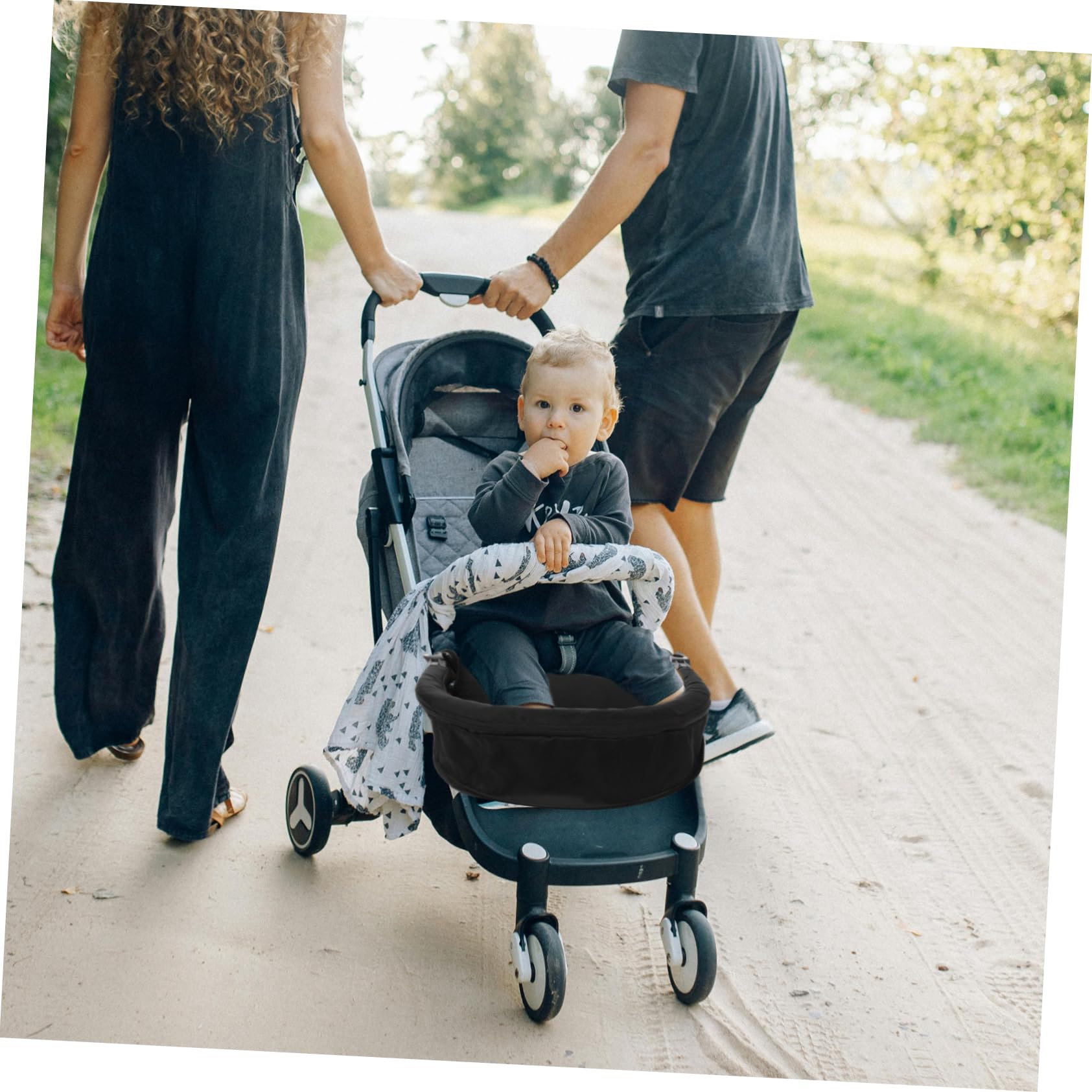 SECFOU Extension Accessoire Amovible Repose-Pieds Réglable pour Poussette Bébé Noir en Tissu pour Confort Compatible avec Poussettes et Nacelles