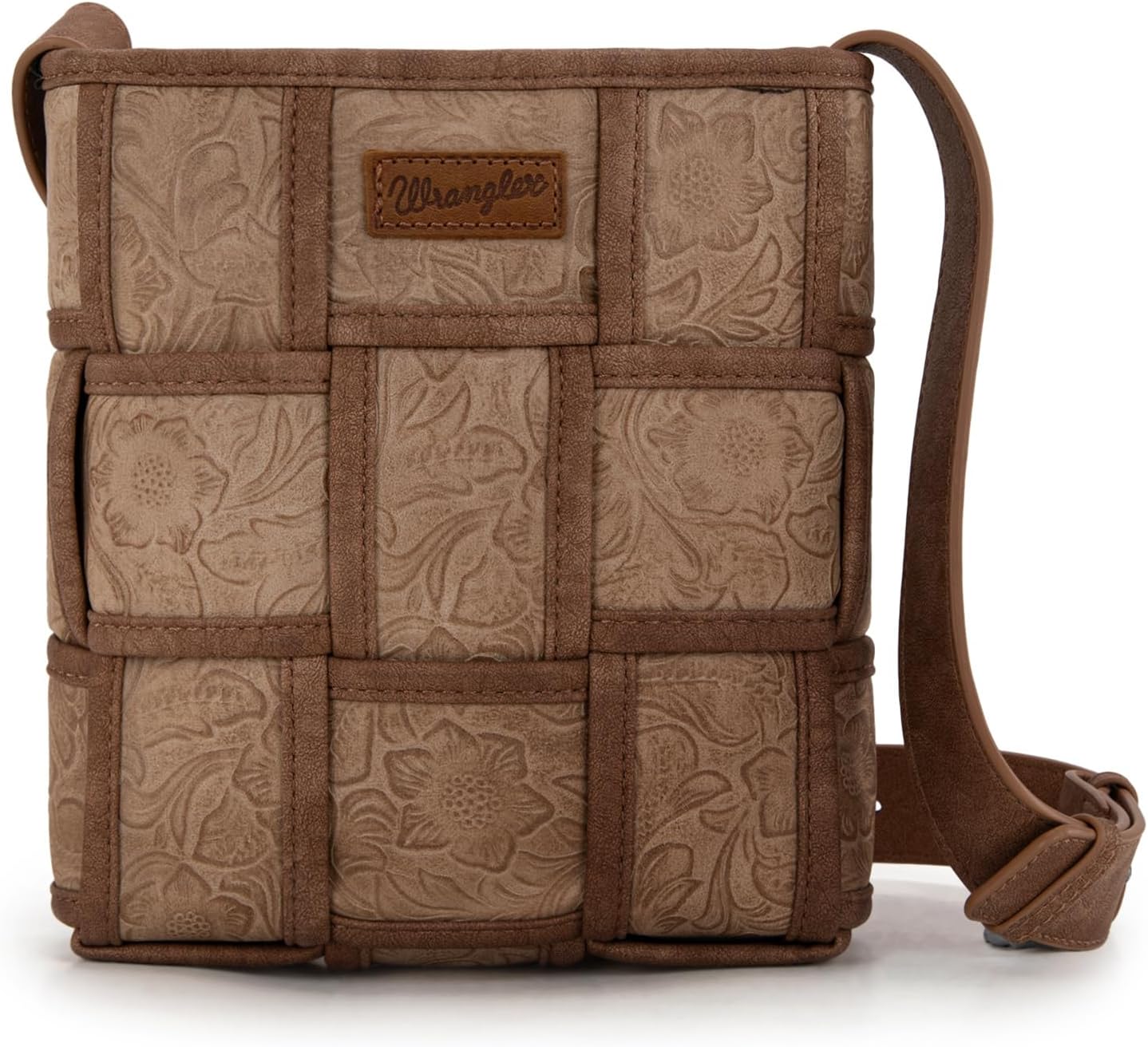 Wrangler Woven Crossbody Bag for Women Vintage Floral Tooled Cross Body Purse