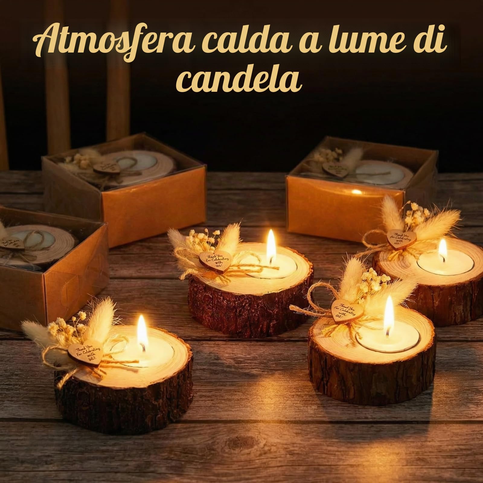 50 portacandele per bomboniere nuziali, candele rustiche per bomboniere di nozze, souvenir per ospiti, regali per matrimoni, bomboniere, decorazioni per matrimoni