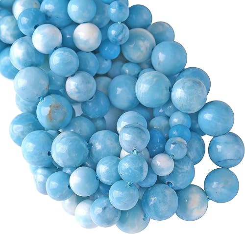 36 cuentas de cristal de larimar azul natural de 0.394 pulgadas para hacer joyas y pulseras