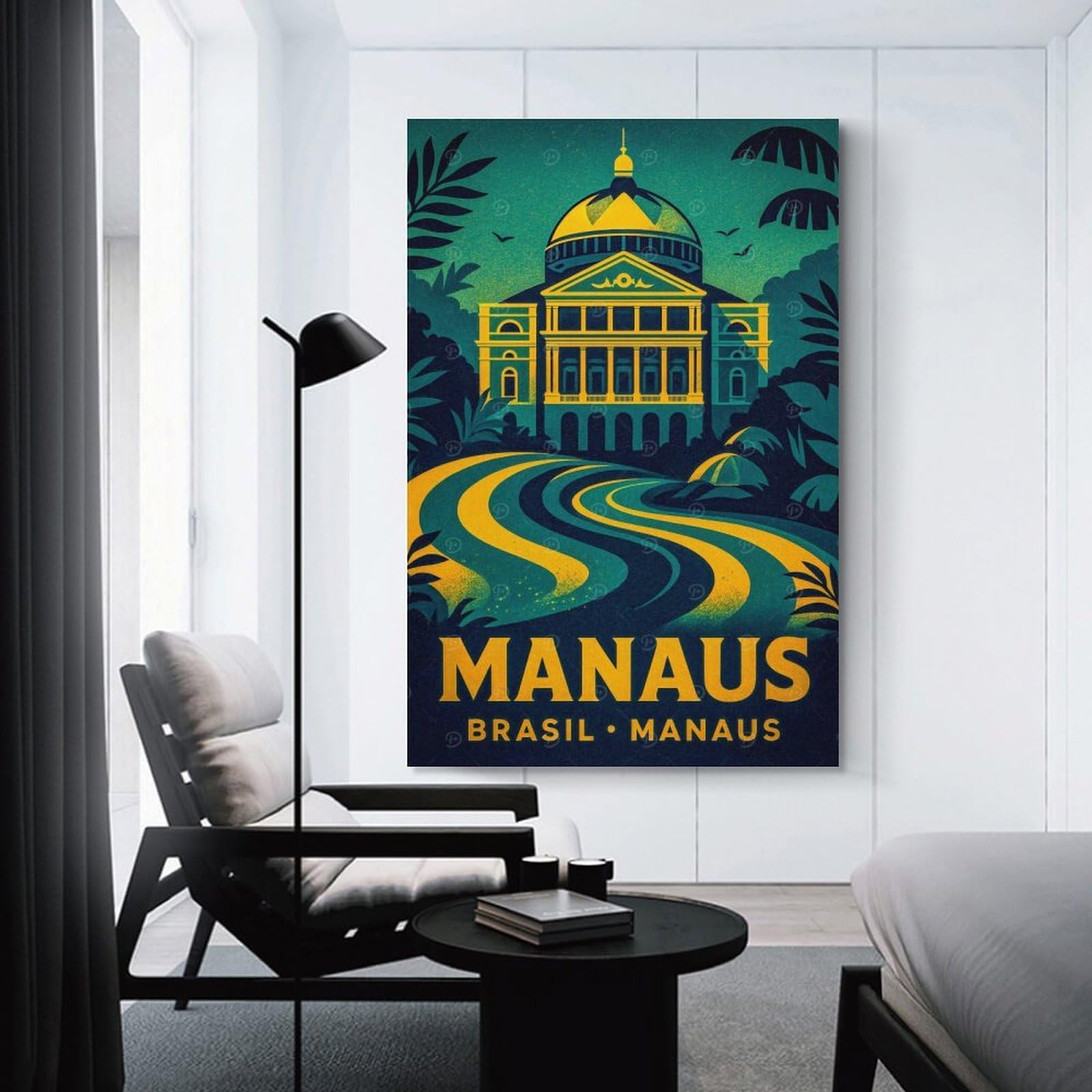 Junmoney Manaus Brazil Travel Wall Art Print, 16x24inch(40x60cm), for Study, Office Or Focused Interiors, Home Office Artwork with Decorative Appeal