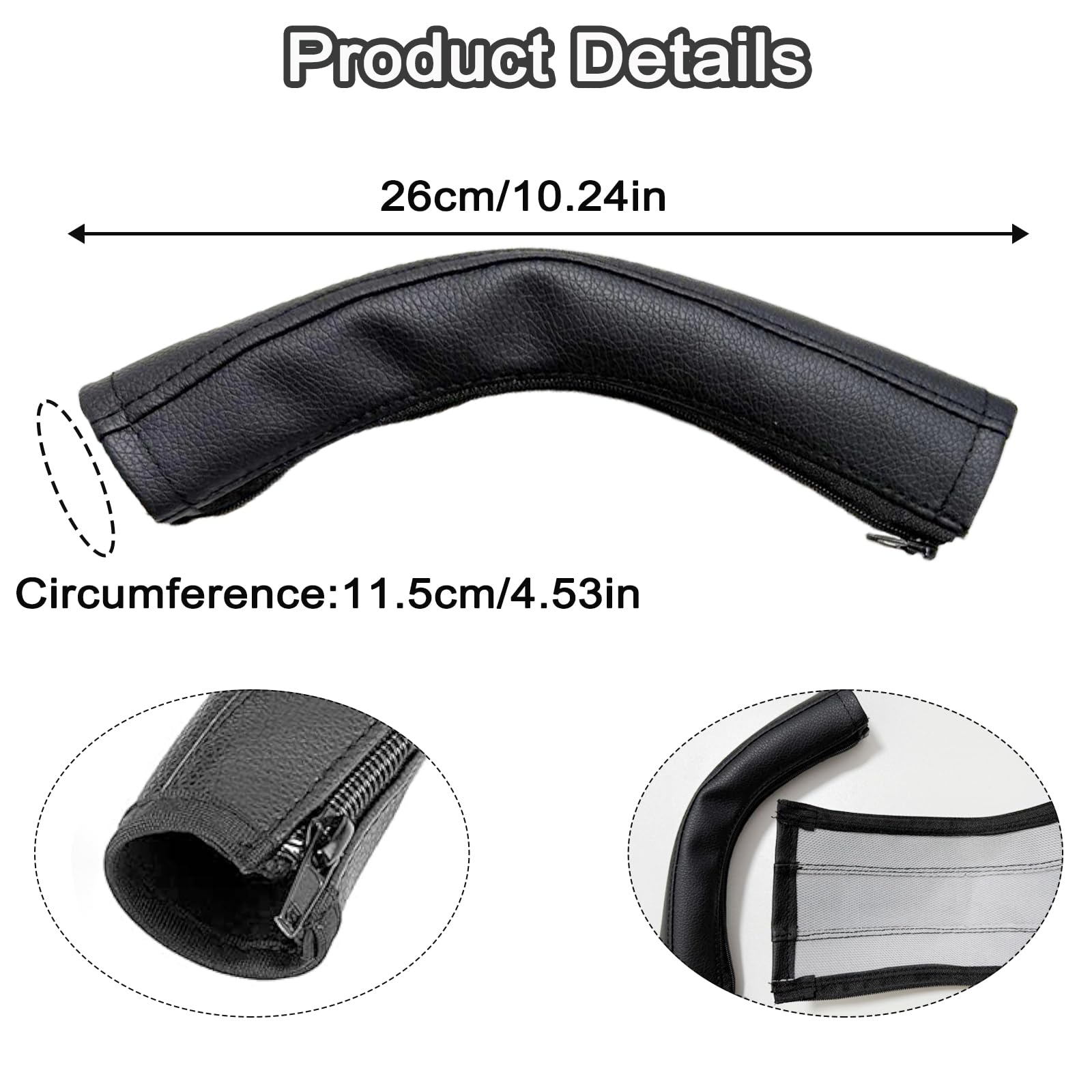 2PCS Copri Maniglia Passeggino Nero, Copri Maniglie per Carrozzina in Pelle di Pu, Protezione Della Maniglia Per Carrozzina,Impermeabile,Impugnatura Antipolvere Copertura