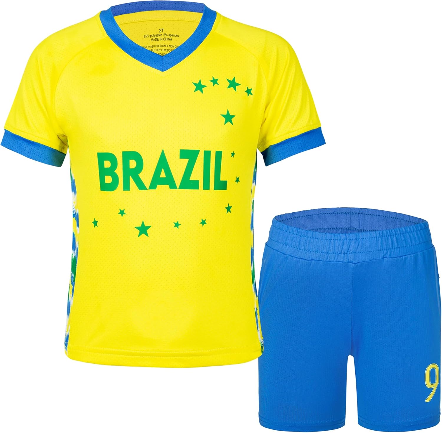 Brazil Teen Girls Soccer Player Jersey 2-Piece Set Boys Breathable Durable Football Shirts for Practice Kids Yellow Age 11-12Years