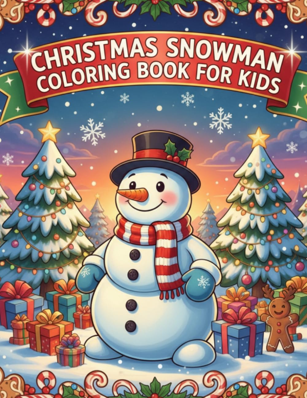 Christmas Snowman Coloring Book for Kids: Fun Winter Scenes with Santa, Snowmen, and Cute Animals for Ages 4–8