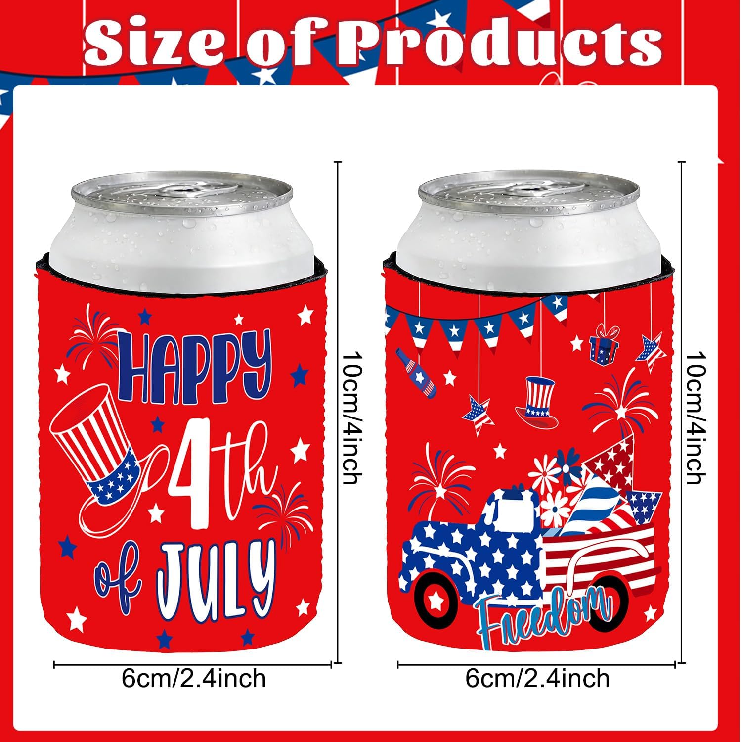 Gameza 4th of July Decorations, 12PCS American 250th Anniversary Party Can Cooler Sleeves Supplies, 4th of July Holiday Insulated Cup Sleeve Set, Independent Day Freedom Patriotic Party Decor Gifts image 2