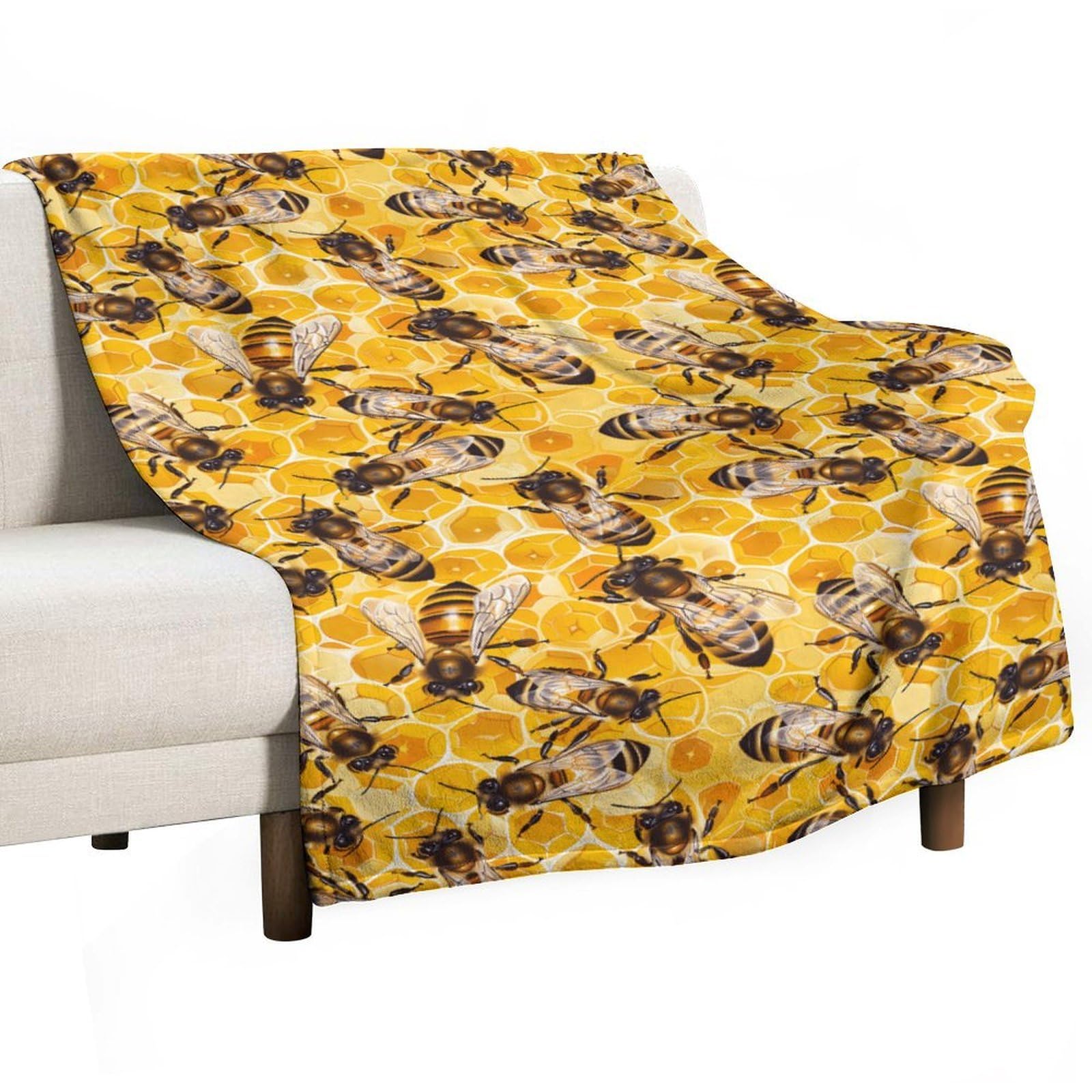 Cgsbngha Style Ho-Neys-Bees Hive Flannel Fleece Blanket Lightweight Soft Throw Blankets For Sofa Couch Bed Chair