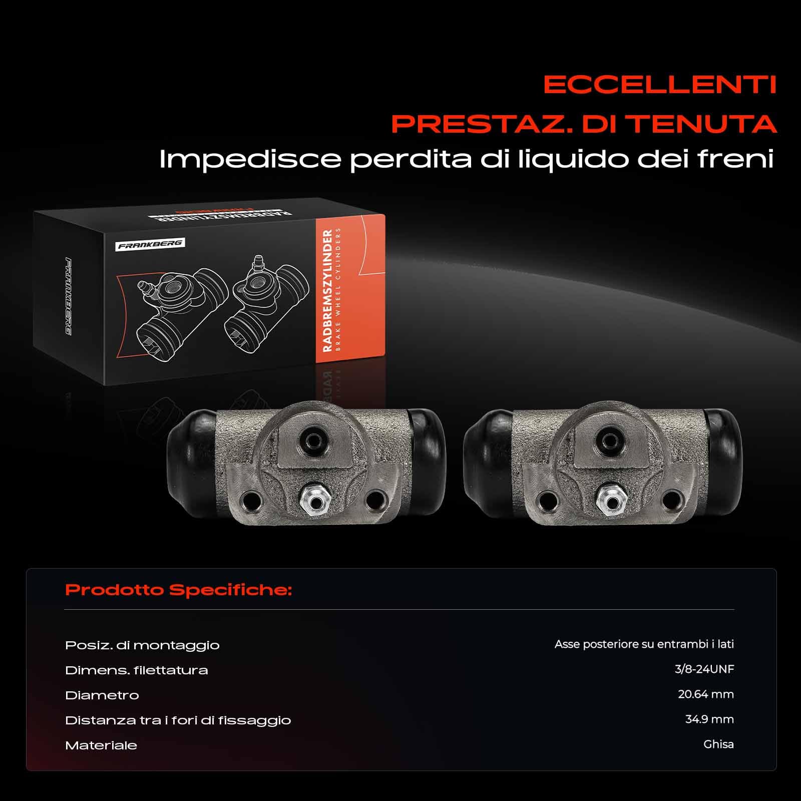 Frankberg 2x Cilindri freno ruota Posteriore sinistro destro Compatibile con Wrangler II TJ Cherokee XJ Voyager II ES Voyager I AS Wrangler I SJ YJ Replace# W37862