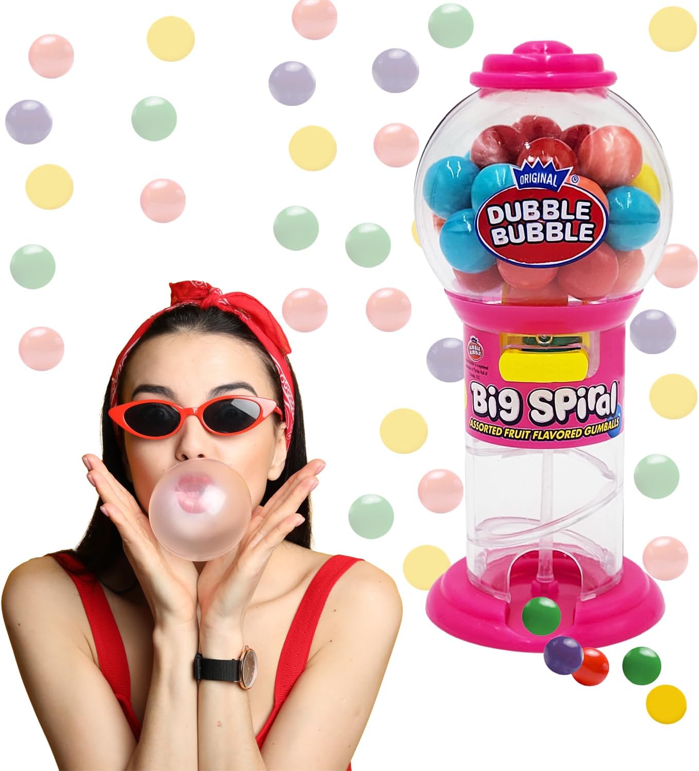 The Dreidel Company Spiral Fun Gumball Machine 5" Inches Tall, Assorted (10-Pack)
