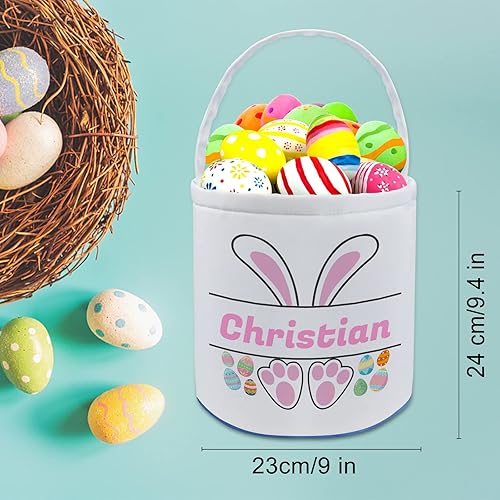 Miniatura 2 de Cestas de Pascua personalizadas con nombre para niños, lona de algodón, cesta de Pascua personalizada con asa, regalos de Pascua personalizados para