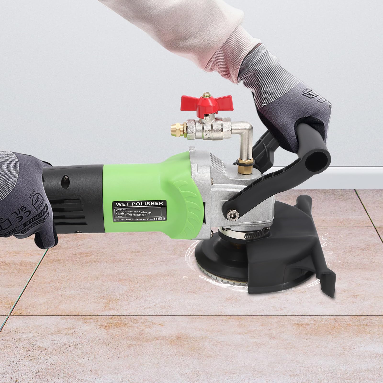 Pulidora húmeda 800 W lijadora pulidora con 7 almohadillas, 6 marchas, disco de 100 mm, amoladora angular para granito, mármol, hormigón, superficies de piedra
