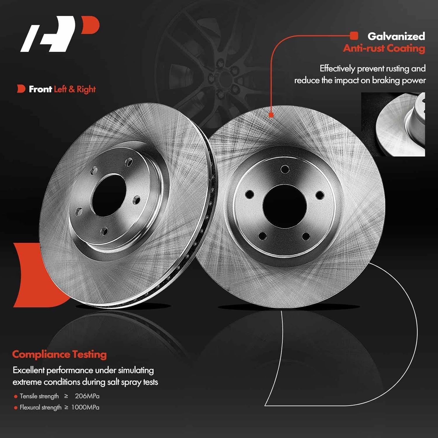 A-Premium 12.59 inch (319.8mm) Front Vented Disc Brake Rotors + Ceramic Pads Kit Compatible with Nissan Models - Maxima 2009-2014/2016-2018, 6-PC Set