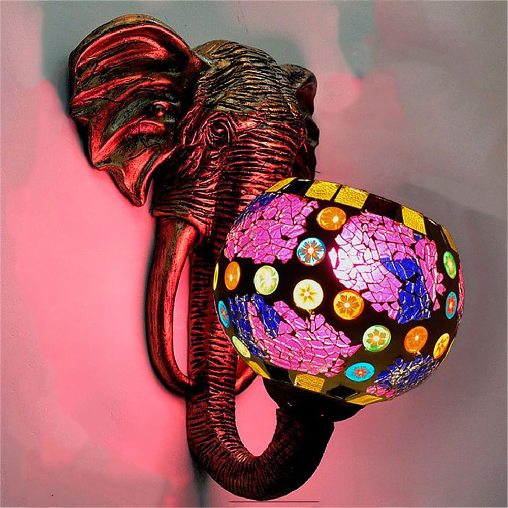 SXECAEPS Elephant Wall Lamp - Retro Creative LED Light for Living Room, Bedroom, Hallway, and Cafe Decoration