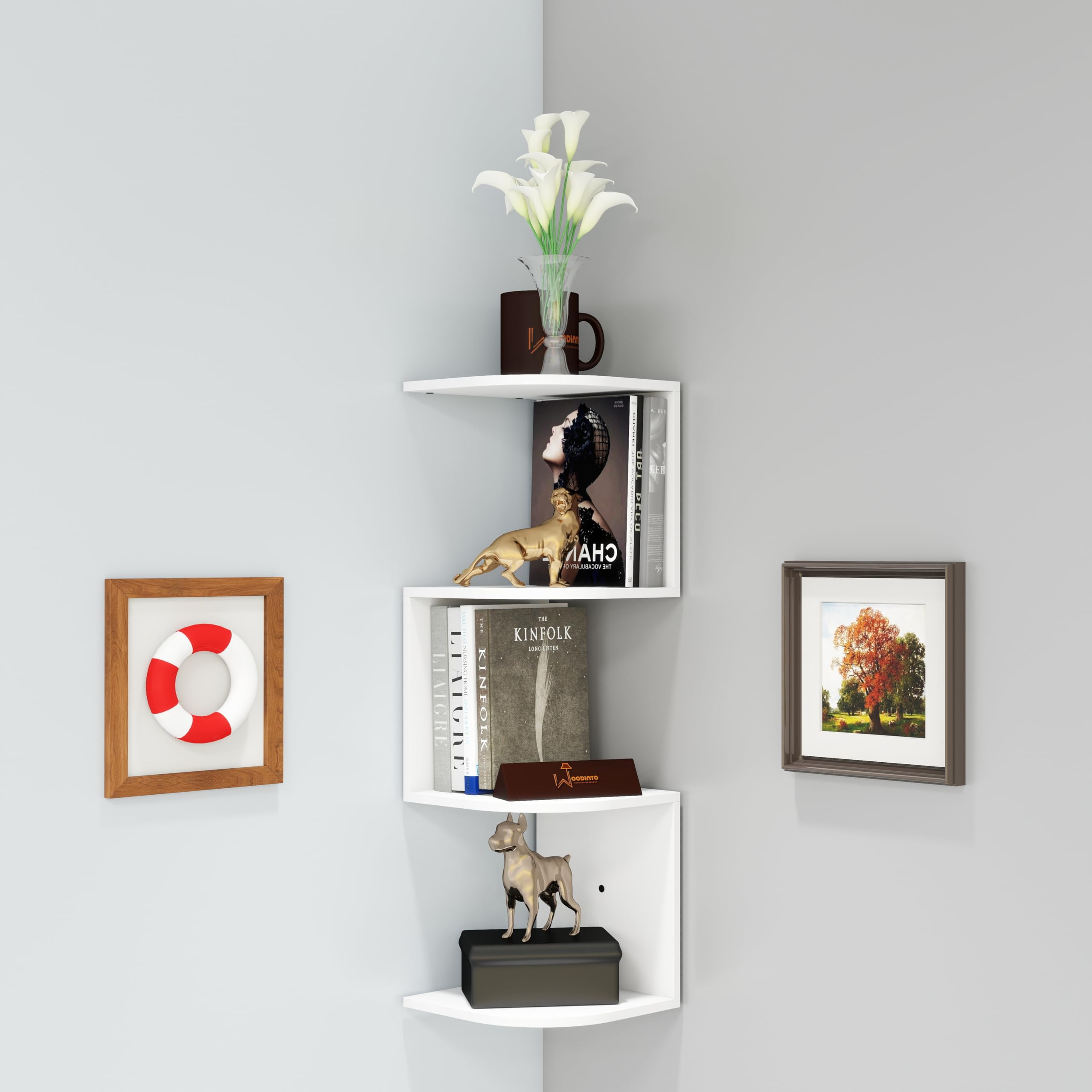 Contemporary 4 Tier Zigzag Corner Wall Shelf for Living Room, Wall Organizers, Rack for Wall Decor, Display Shelves for Guestroom, Office (White)-image-15
