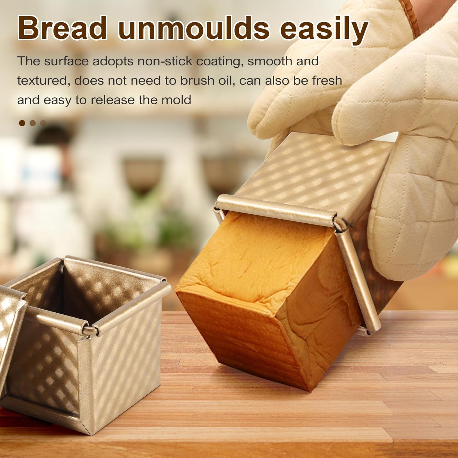 6 x teglia quadrata con coperchio stampo per pane tostato padella per pane pullman pagnotta padella con coperchio antiaderente mini cubo d'acqua toast box