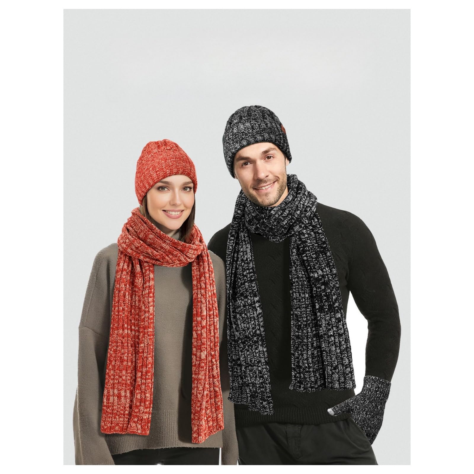 Mütze Herren Verdickte Kaltdichte Schal-strickhandschuhe Hut Hals Warmes Dreiteiliges Set Frauenschal Dreiteiliger Set-kohlefarbe Cc