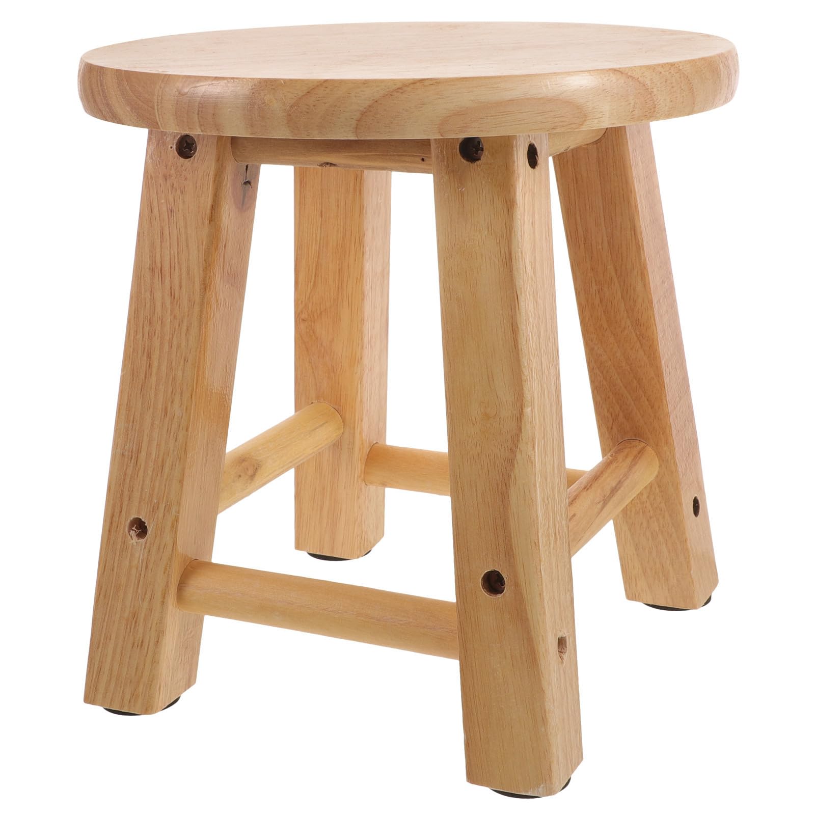 Tabouret en bois massif kaki KICHOUSE, assise de salon rustique chic et cosy