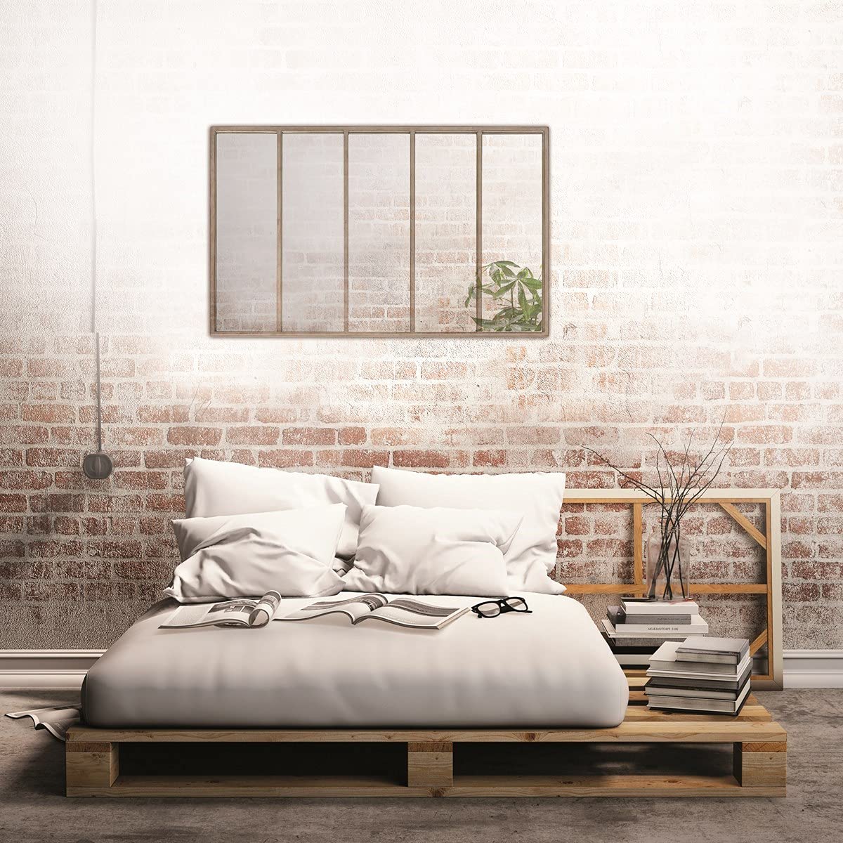 EMDE Lustro prostokątne metalowe z efektem szkła 140 x 90 cm Factory
