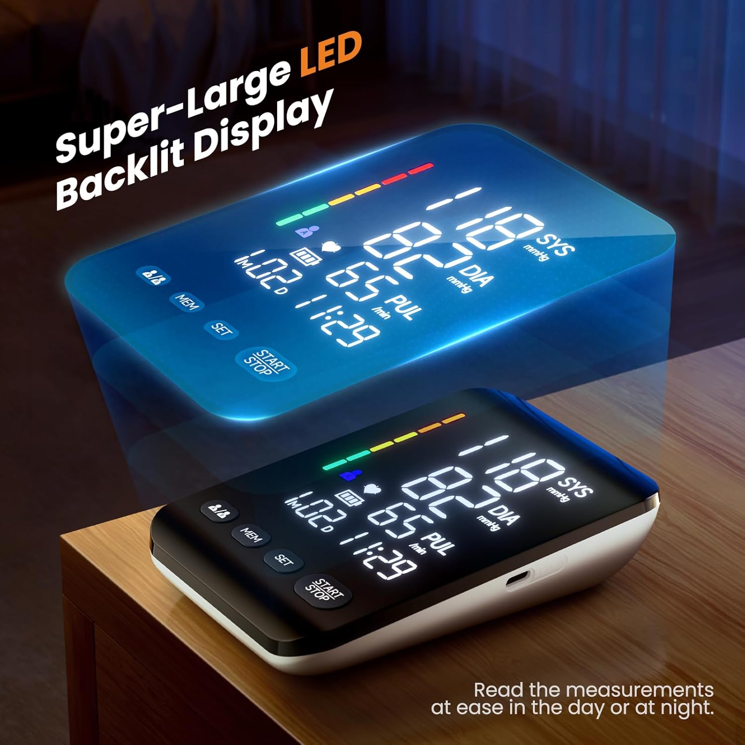 Blood Pressure Monitors for Home use, Digital Blood Pressure Machine with Backlit LED Display, Automatic Upper Arm Cuff (8.6”-16.5” Adjustable), Store up to 2×199 Sets Memory for Two Users