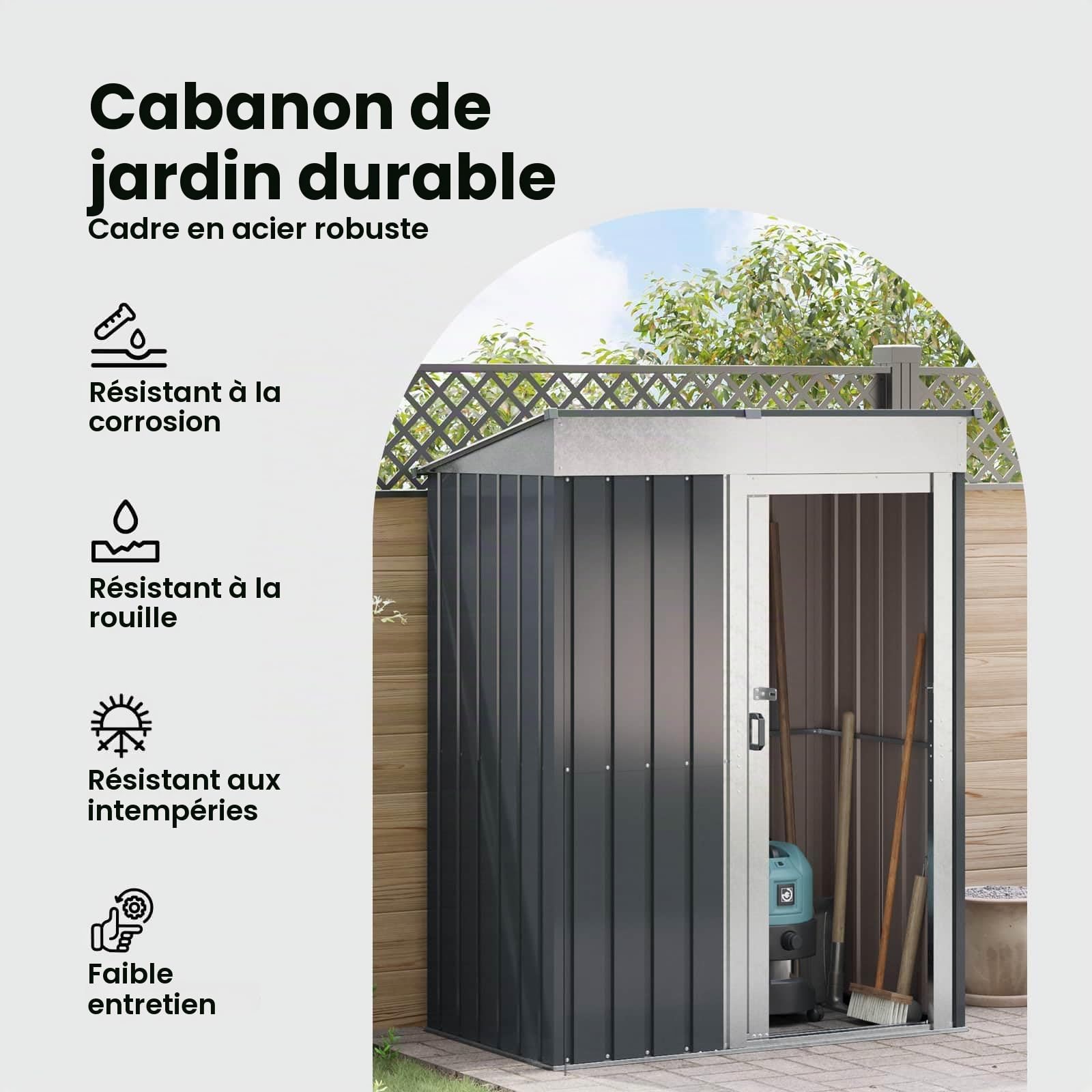 vidaXL Cabanons de Jardin Anthracite 137 x 81 x 180 cm Métал