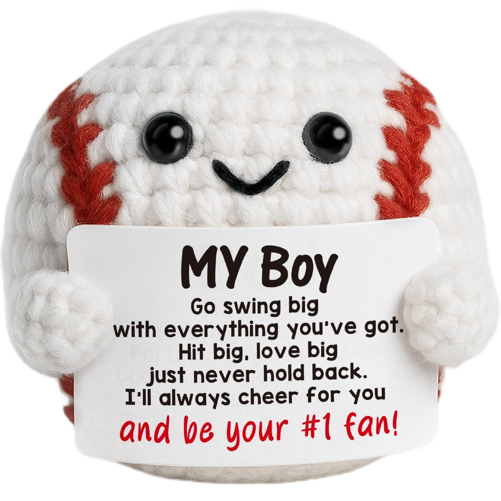 ALUNME Crochet Baseball Gift for Boys, Handmade Inspirational Plush for Son Grandson Nephew Birthday Back to School Graduation Gifts for Boy Baseball Room Decor — image 1