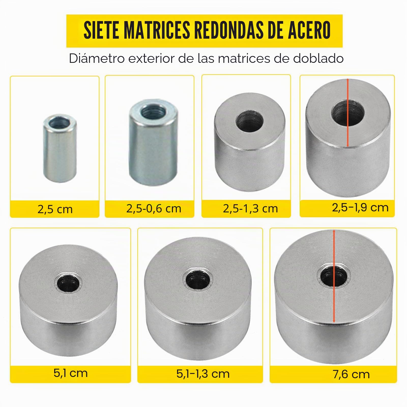 Mophorn Máquina de DobladoTuberías Curvadora de Tubos Máquina Multicapa Dobladora de Tubos YP-9 7 Matrices 1 "-3" Compacta Escritorio, Dobladora de Tubos Manual Longitud del Mango 44 "