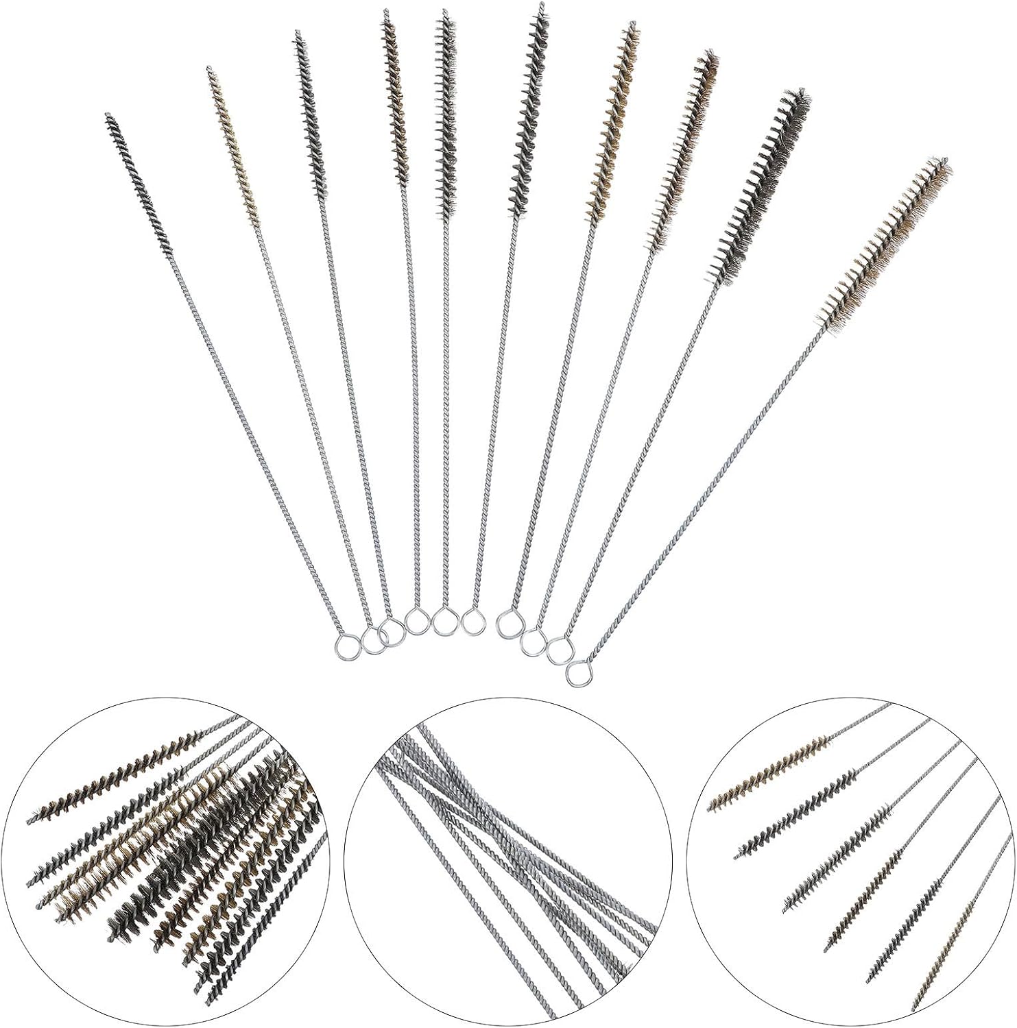 10pcs Stainless Steel Wire Tube Brush Set for Metal Pipes