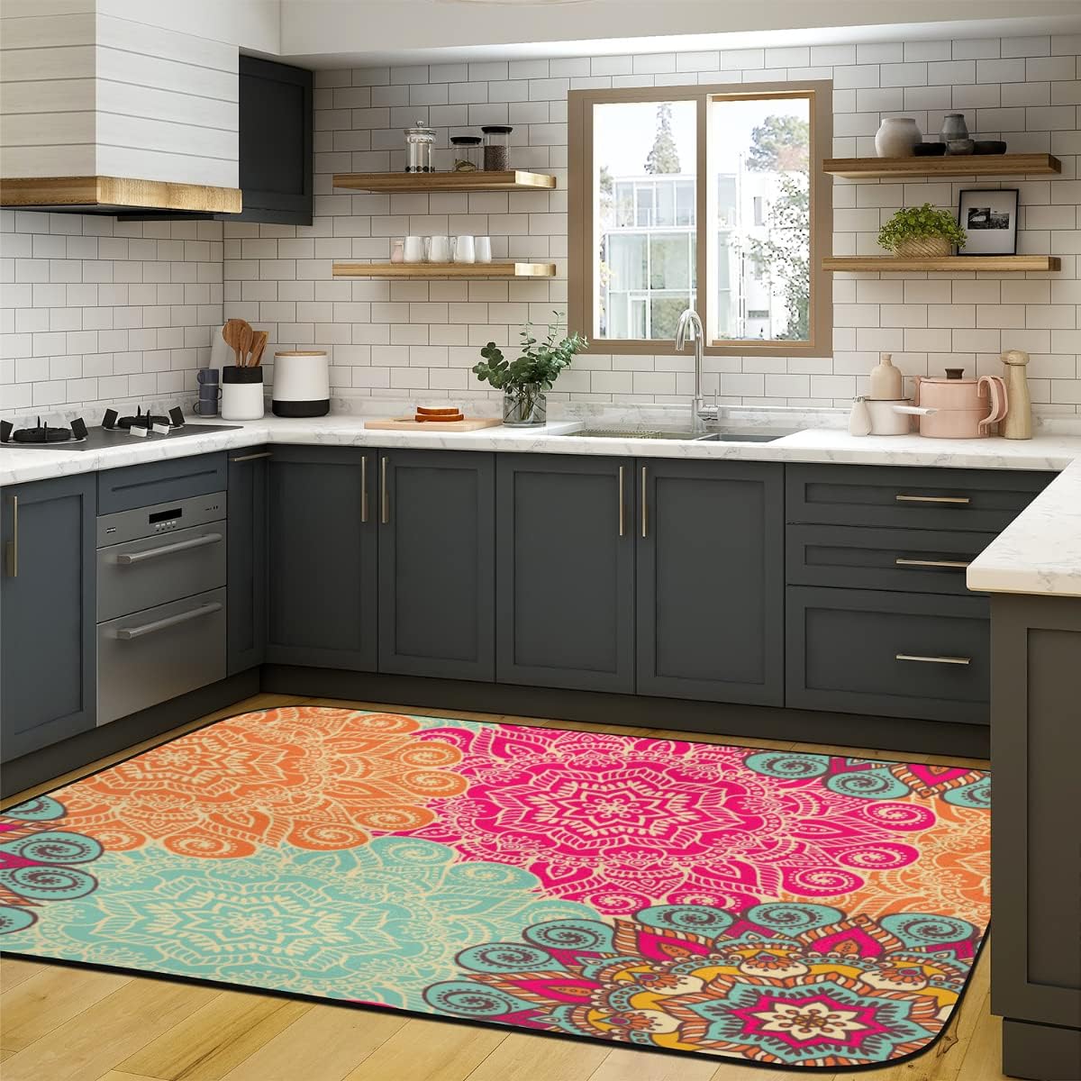 5 x 7 Colorful Boho New Year Flower Super Soft Area Rug for Kids Baby Nursery, Carpets for Entryway Laundry Kids Room Nursery, Fuzzy Rugs for Nursery