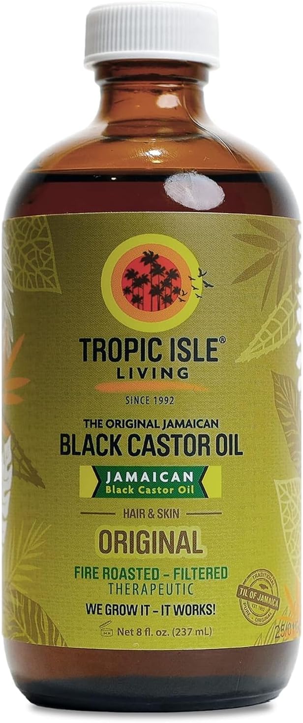 Tropical Isle Living Jamaican Black Castor Oil | Rich in Vitamin E, Omega Fatty Acids & Minerals | For Hair Growth Oil, Skin Conditioning, Eyebrows & Eyelashes, Scalp and Nail Care (227ml)