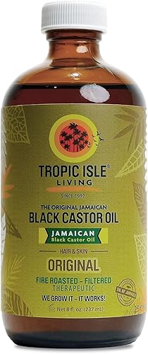 Isla tropical viviente- Aceite negro de castor jamaiquino con lavanda- 8 oz botella de plástico PET