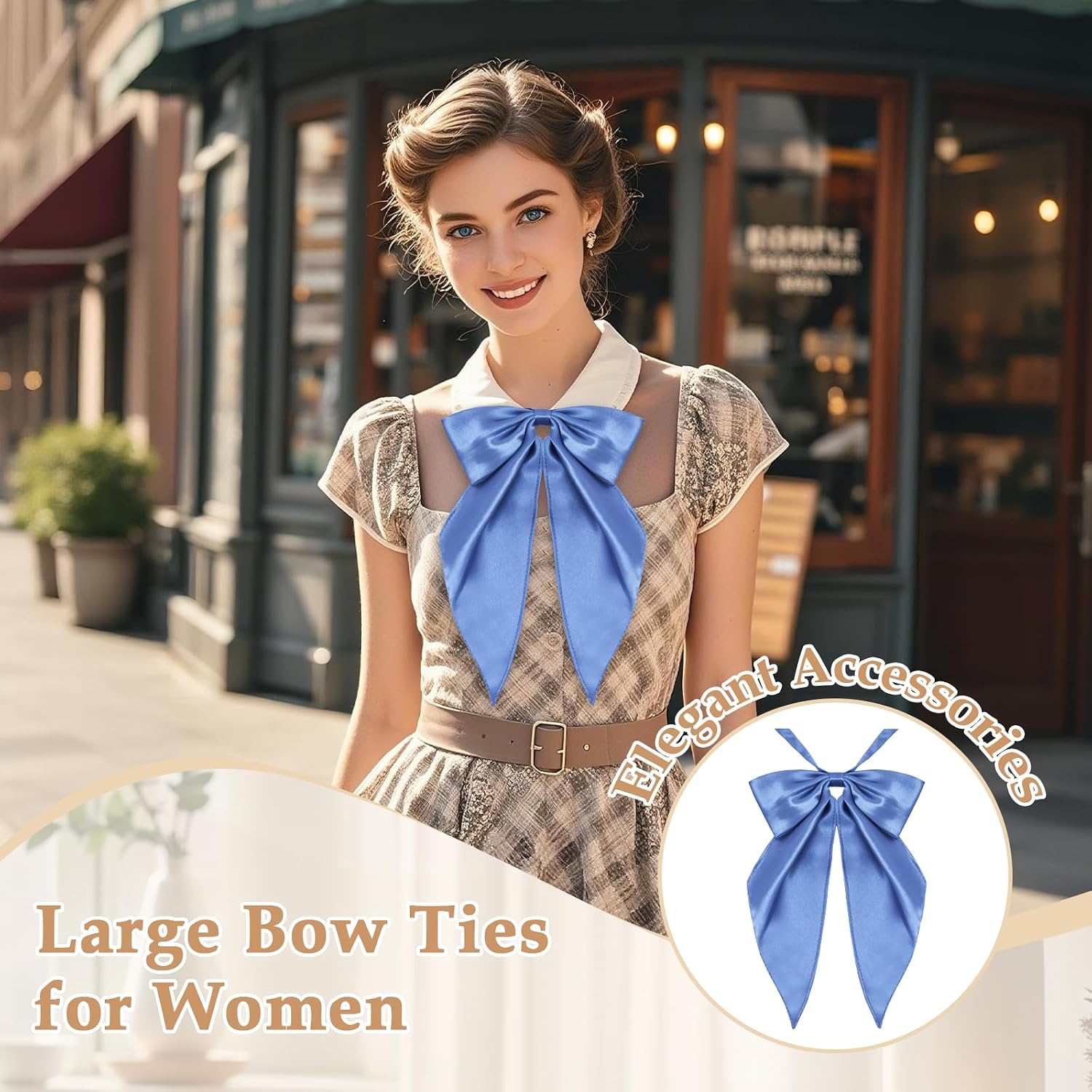 Oversized Bow Ties for Women, Pre-tied Womens Bow Tie Solid Bowtie