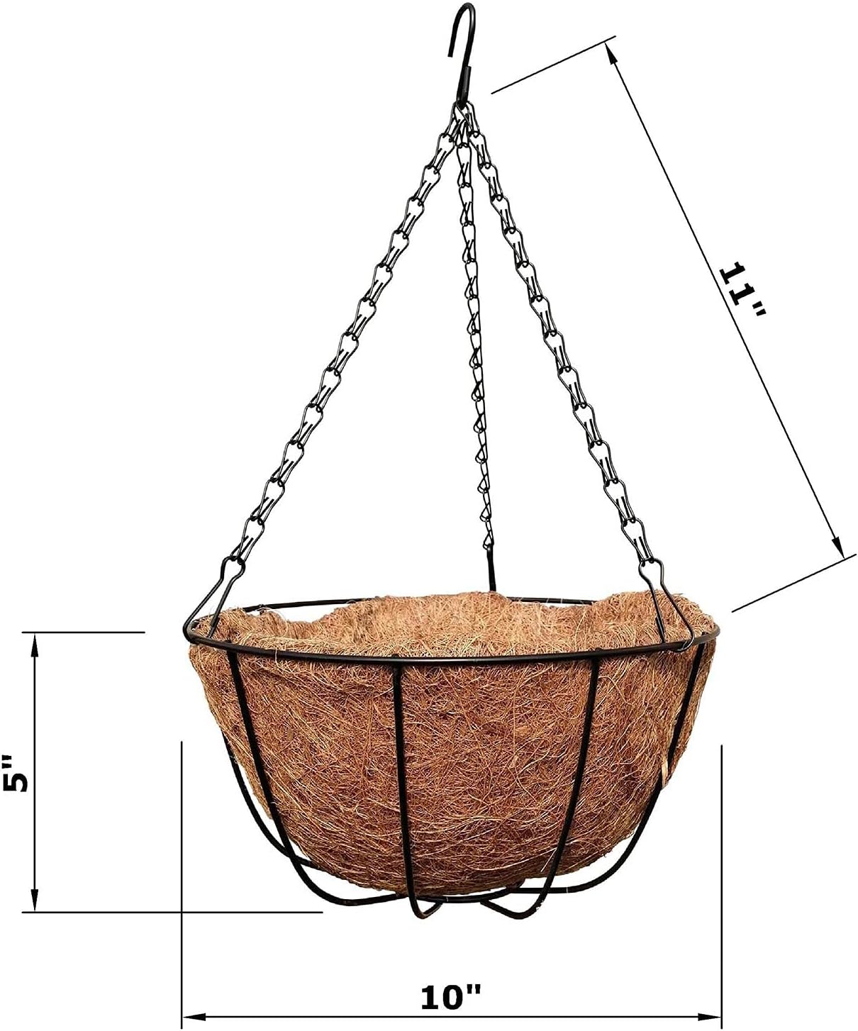 MTB Supply 4 Pack 10 Inch Garden Hanging Baskets Traditional Style with Coco-Liner for Home Balcony Patio Decoration Outdoor Planter