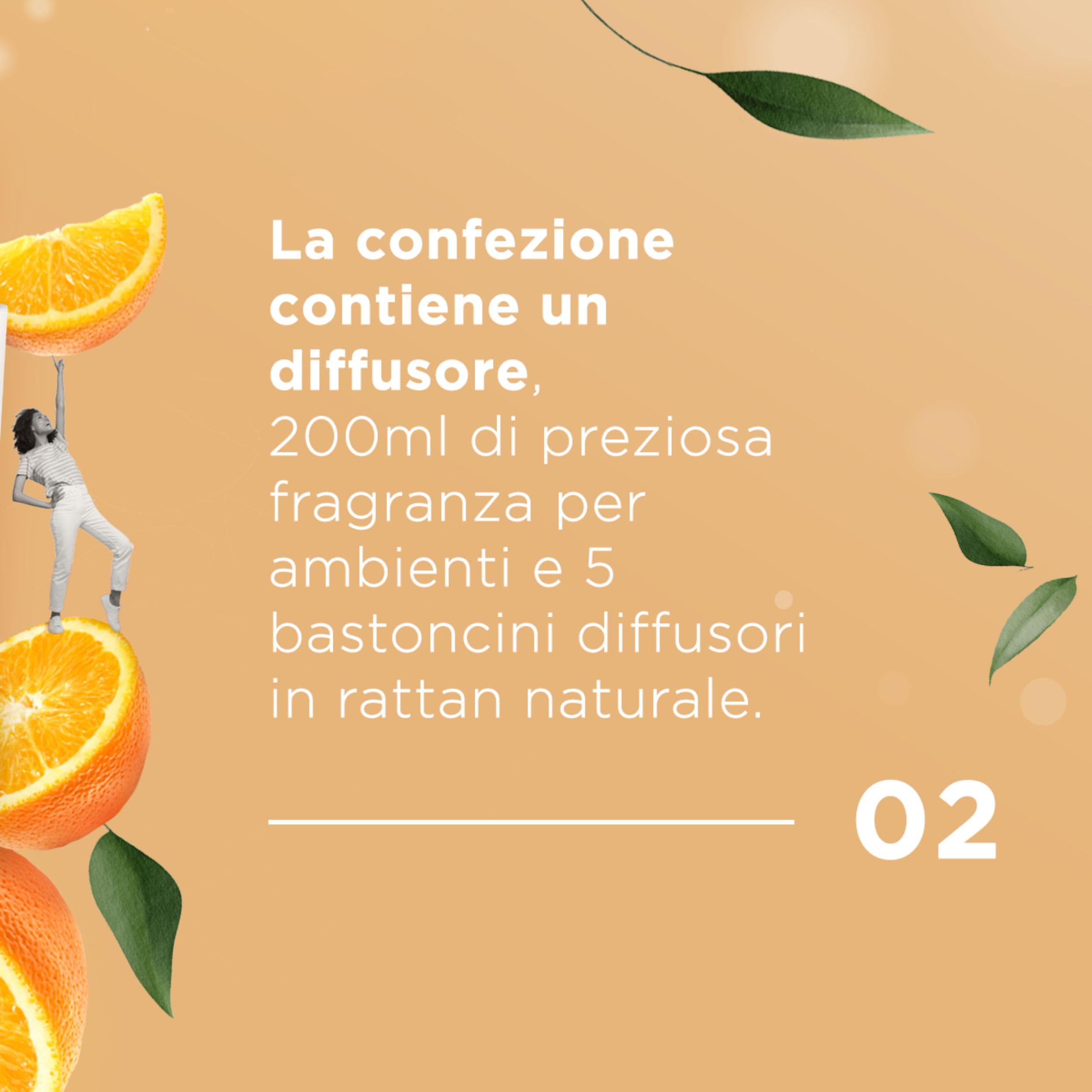 HOROMIA Diffusore Profumo Ambiente con Bastoncini Arancio e Cannella 200ml - Diffusore in Vetro con Bastoncini in Rattan