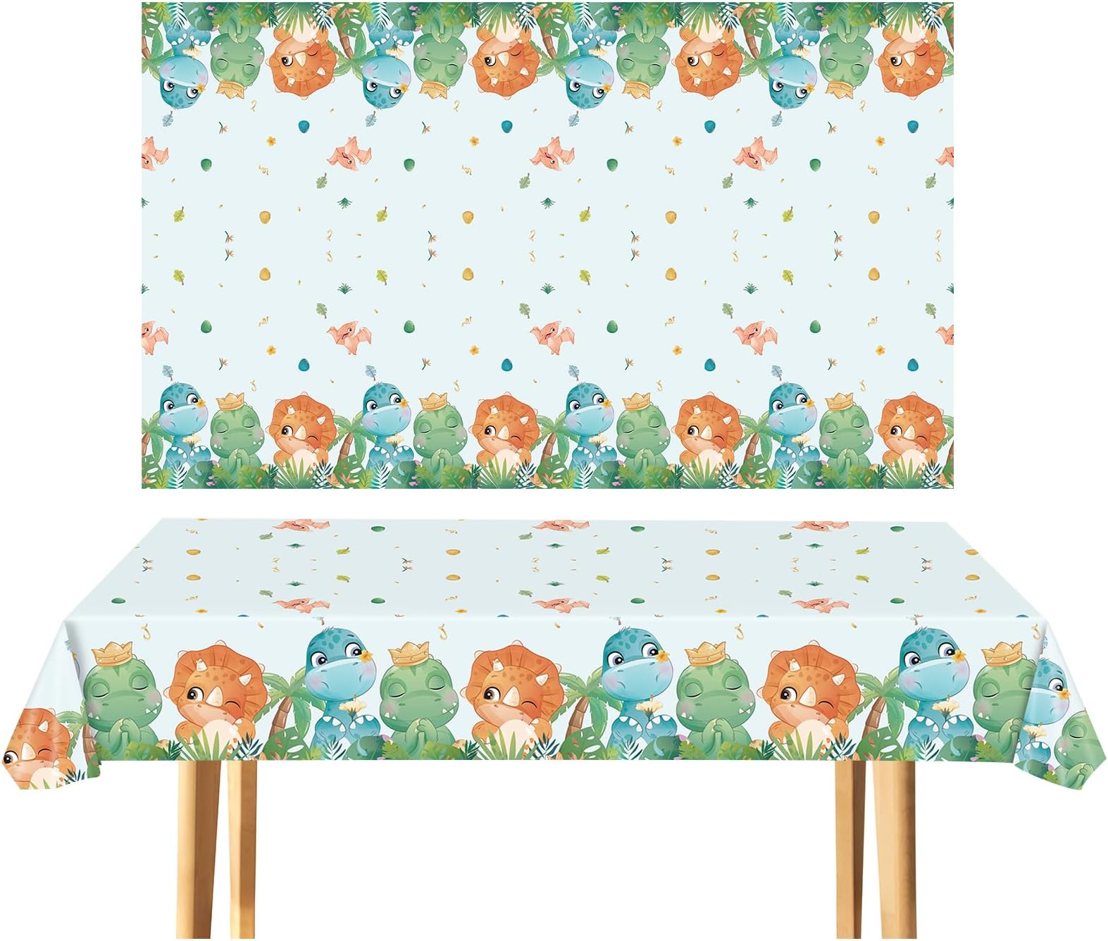 2Pcs Dinosaur Table Cloth Baby Party Tablecover,137*274cm Plastic Waterproof Party Tablecloth Dinning Table Decorations for Kids Boys Girls Birthday Wedding Picnic Baby Shower Party Supplies