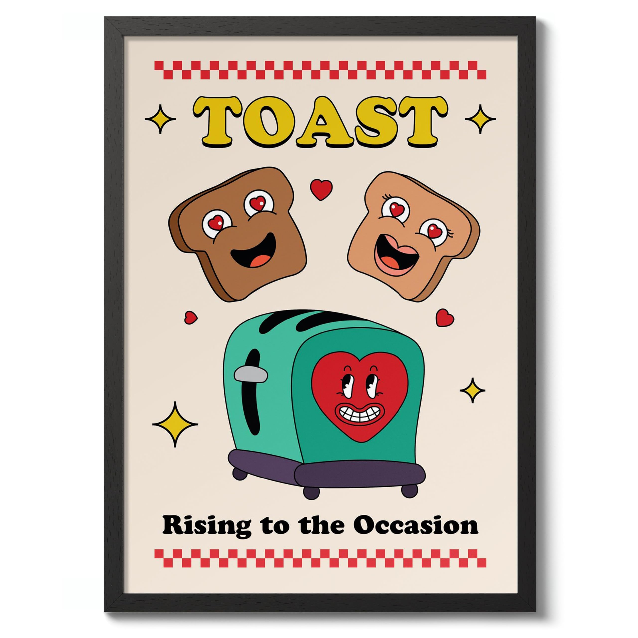 Toast Kitchen Wall Art, Modern Food Poster, Cartoon Mascot Prints, Kitchen Typographic Home Decor, A3 (Black Frame) - 45x32.8cm — image 1