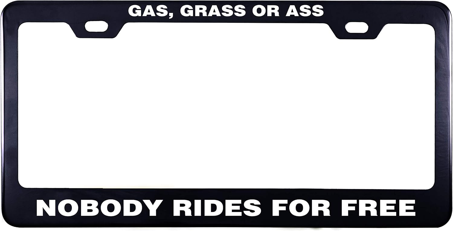 Printtoo Black 2 Holes Stainless Steel Black License Plate Frame Waterproof Vinyl Cut Letters-12 x 6 Inches