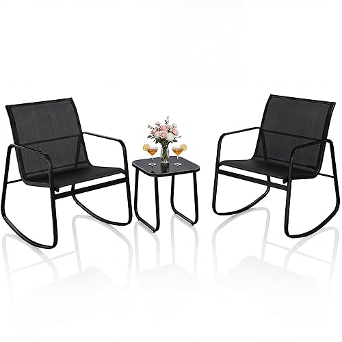 YITAHOME 3 Piece Patio Furniture Set with Rocking Bistro Chairs
