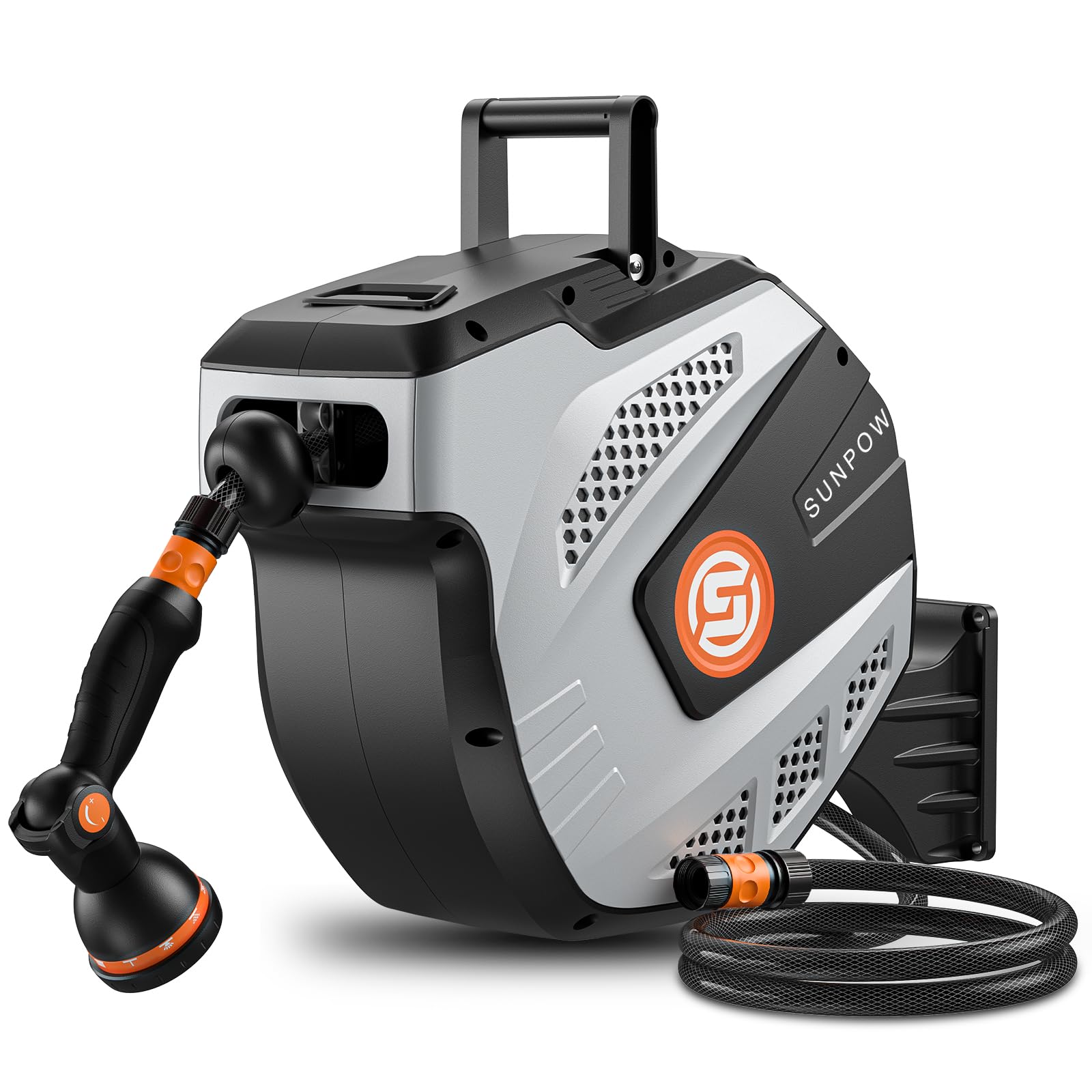 Sponsored Ad – SUNPOW Garden Hose Reel Wall Mounted - 25m+2m Retractable Hose Pipe, Easy to Install & 10 Function Sprayer Nozzle - Any Length Lock, Auto Rewind System, 180°Swivel Bracket - Grey