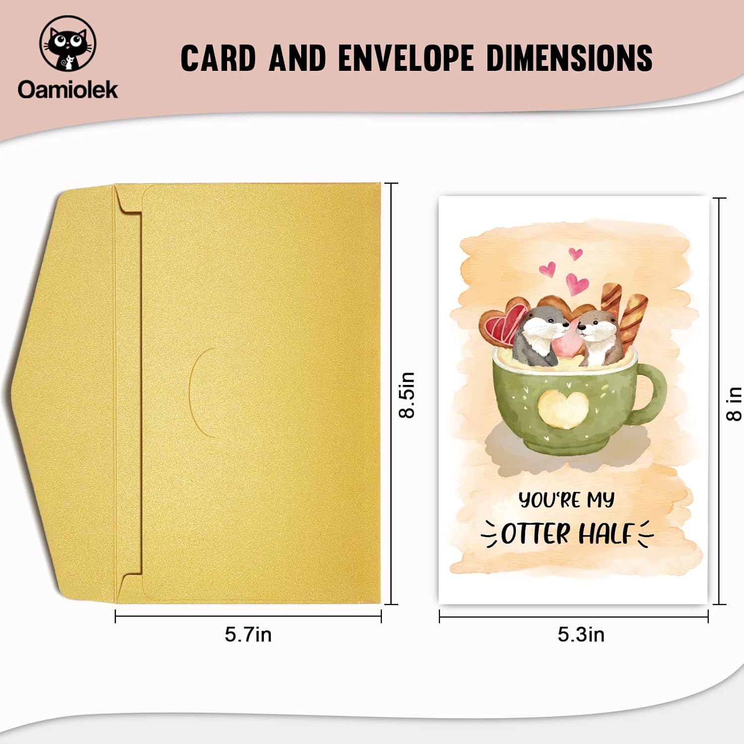 Cute Otter Half Valentines Day Card for Husband Wife, Punny Anniversary Card for Him Her, Funny Birthday Cards Gift - Image 2