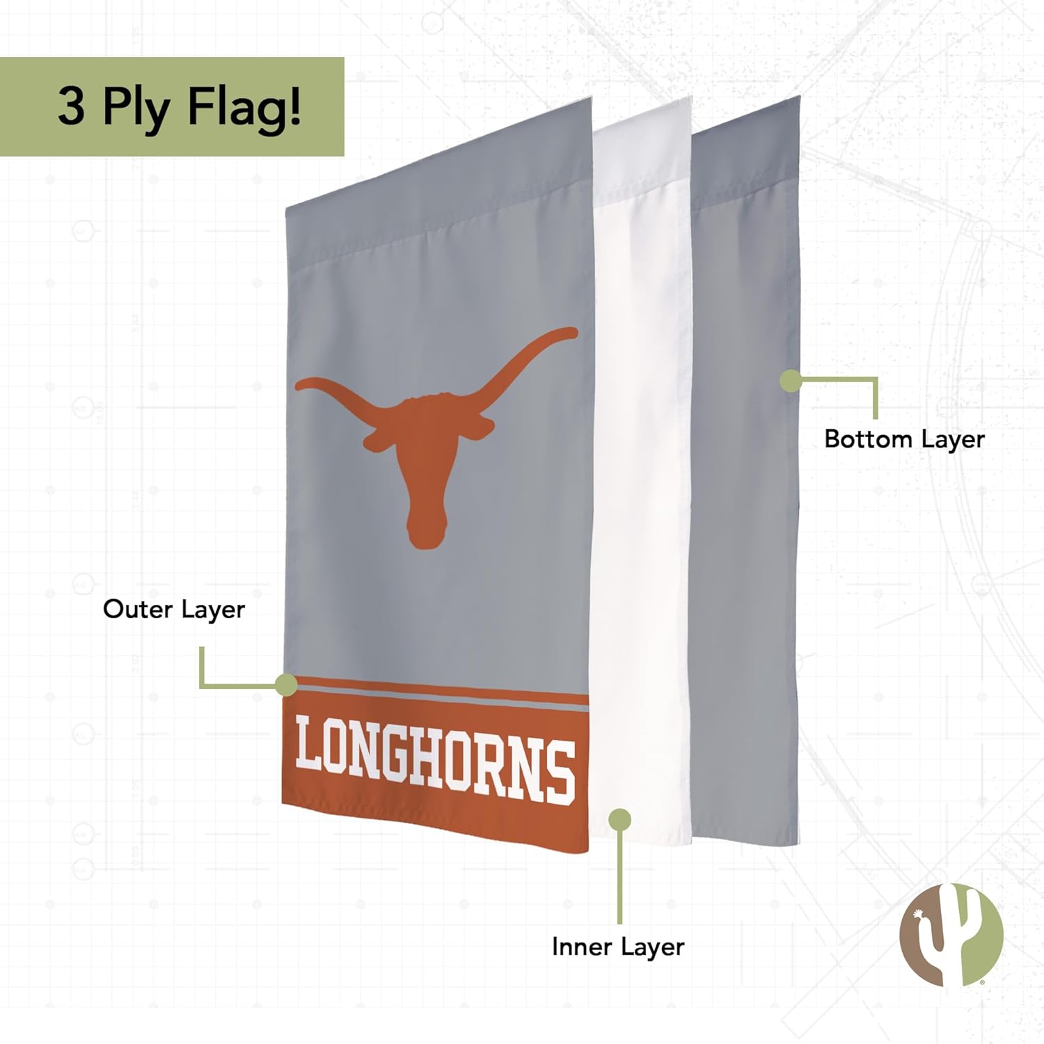 Desert Cactus University of Texas UT Garden Flag – 19 x 12 inch Texas Longhorns Banner, For Outdoor Display and Events (Design B) - Image 3