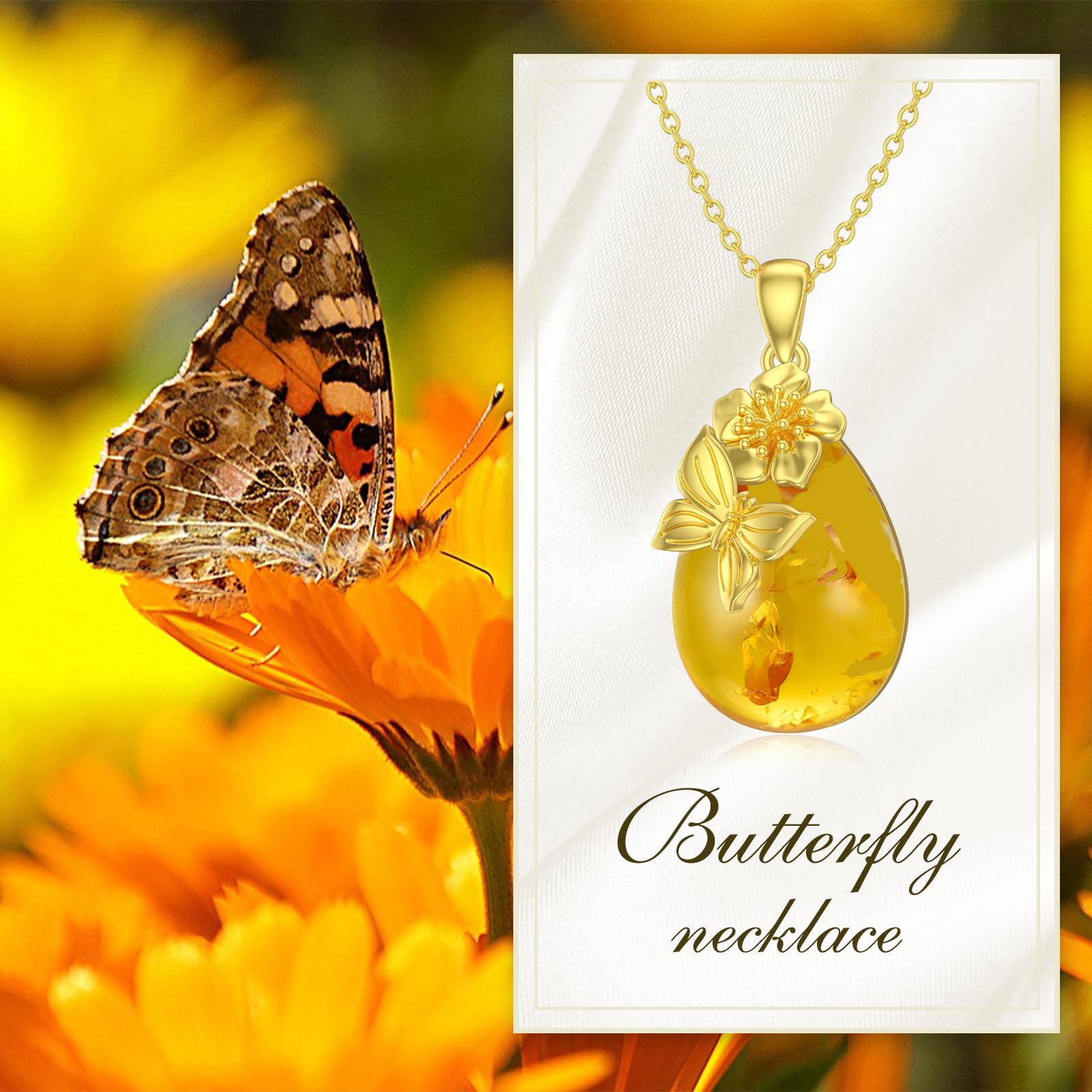 VONALA Skorpion/Baum des Lebens/Spinne/Schmetterling/Schnecke Damen Halskette Sterling Silber, 14 Karat Bernstein vergoldet Mutter Anhänger Schmuck, Silber Schmuck Halskette