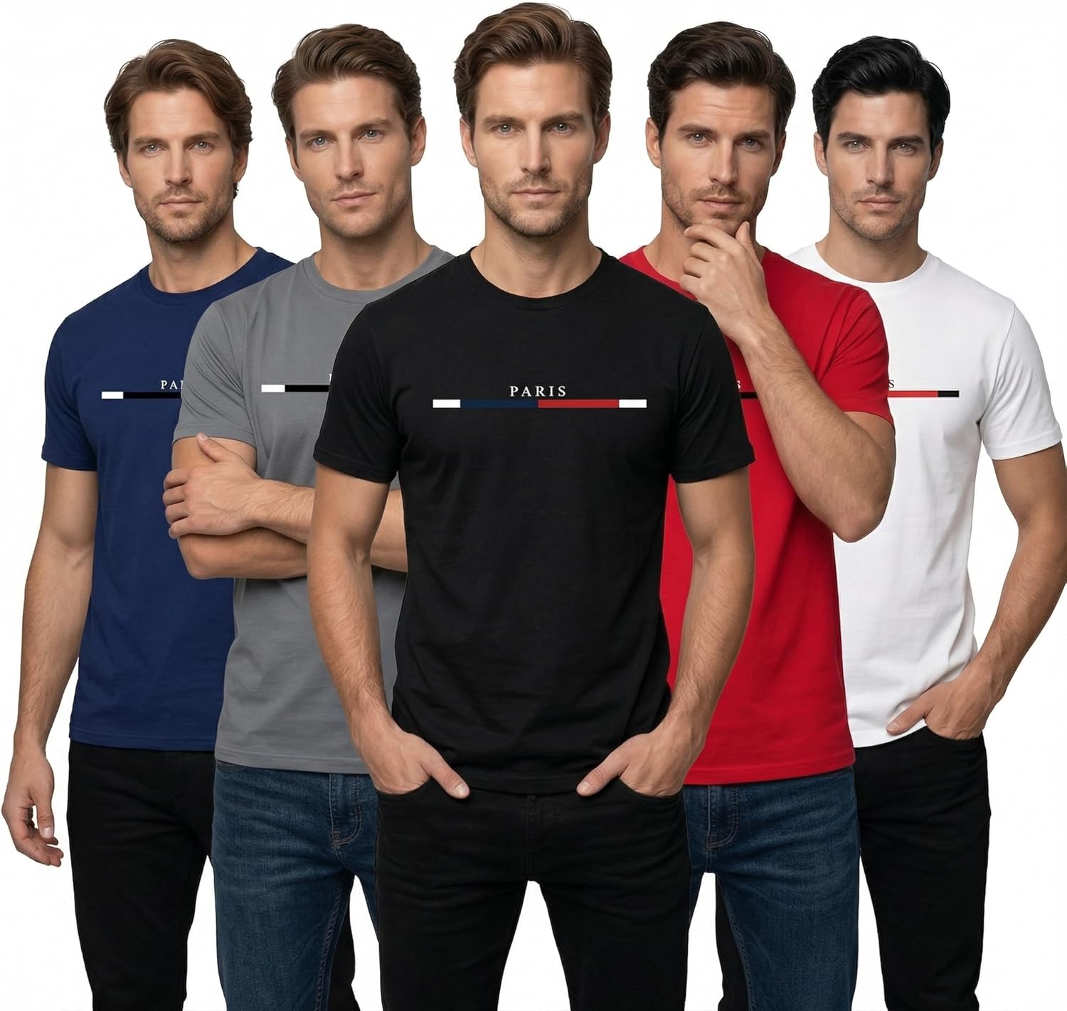 5 Pack Workout Shirts for Men, Short Sleeve Quick Dry Athletic Gym T-Shirt, Moisture Wicking Performance Running Tee