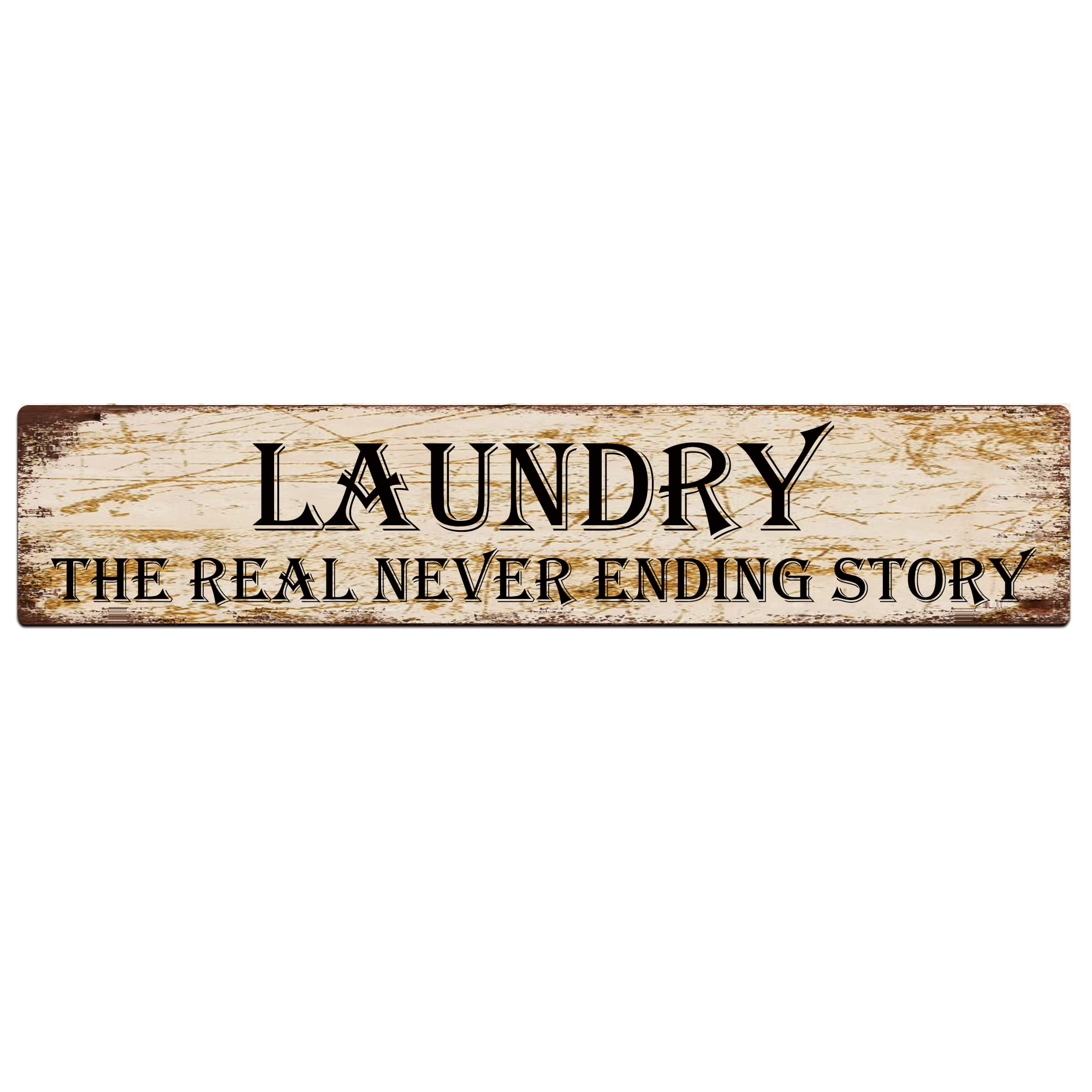 Laundry The Real Never Ending Story Retro Tin Signs Aluminum Metal Sign for Kitchen Home Garden Wall Bar Cafe Decor 4x16 Inch