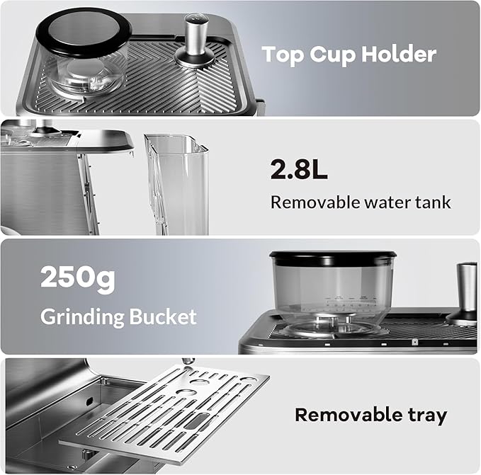 Cafetera Espresso Automática 20 Bar, 12 Tazas, con Espumador de Leche miniatura 3