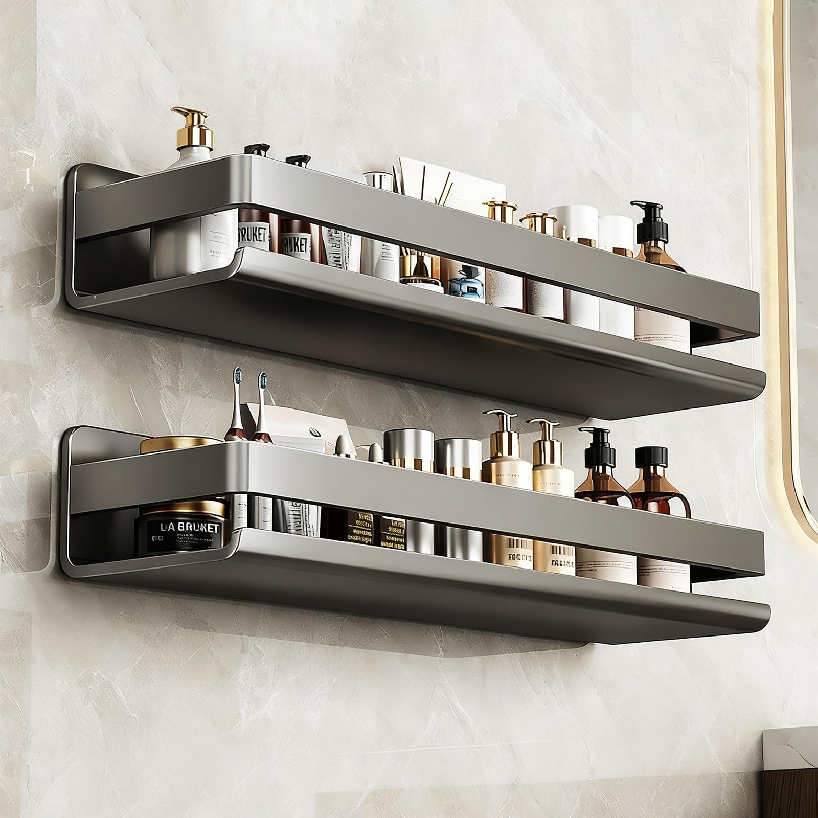 Modern Shower Shelves Large Capacity Bathroom Shelves Organizer Waterproof Rustproof Design for Shower Caddy Space Saving Chic 23