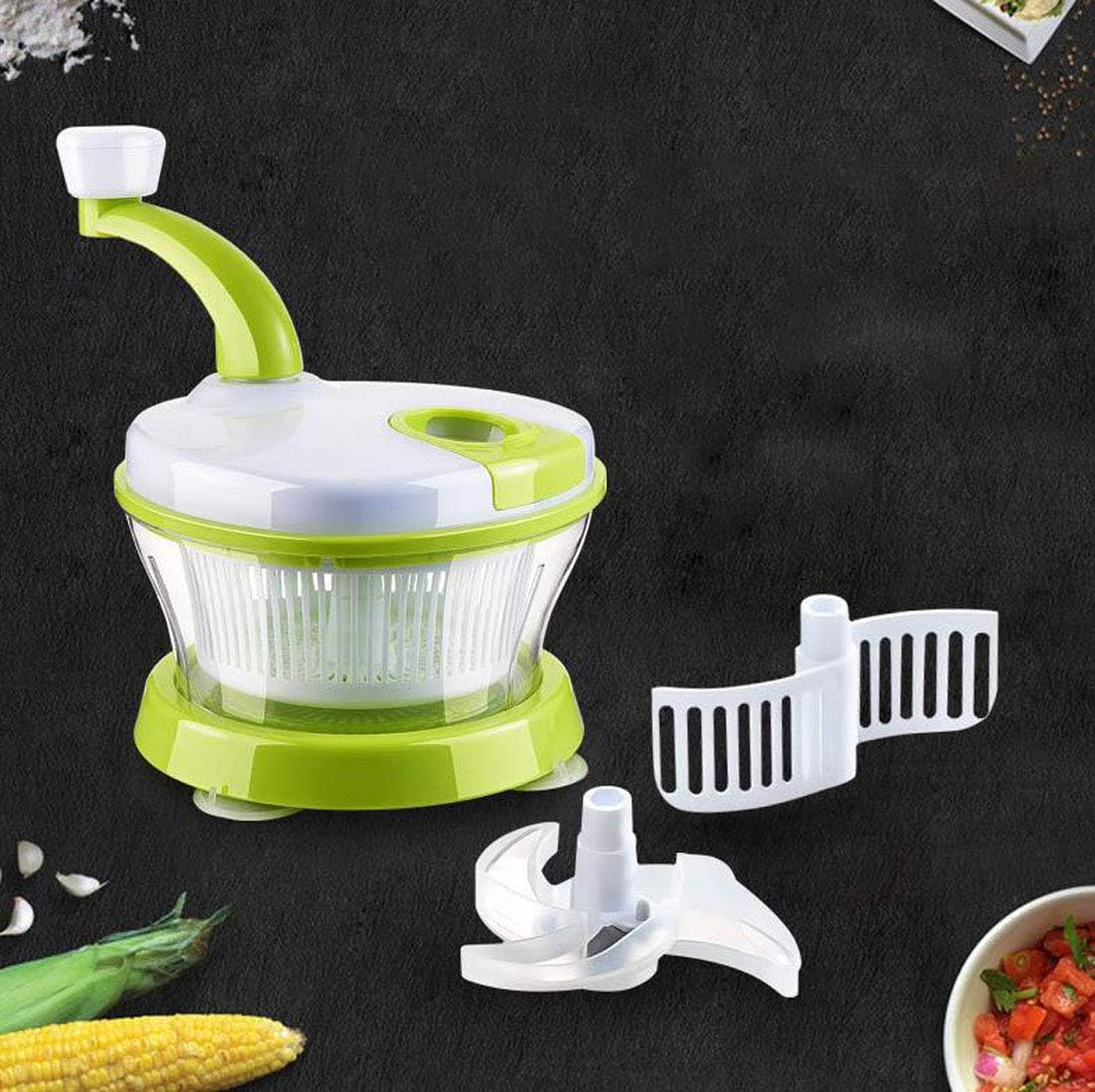 Vegetable Chopper Kitchen Vegetable Slicer Spiralizer Slicer Dicer ，Rotary Cheese Grater,Vegetable Slicer,Hand Chopper Manual Food-processor Vegetables Choppers, Onions, Garlic, Meat, Nuts 3 Curved St