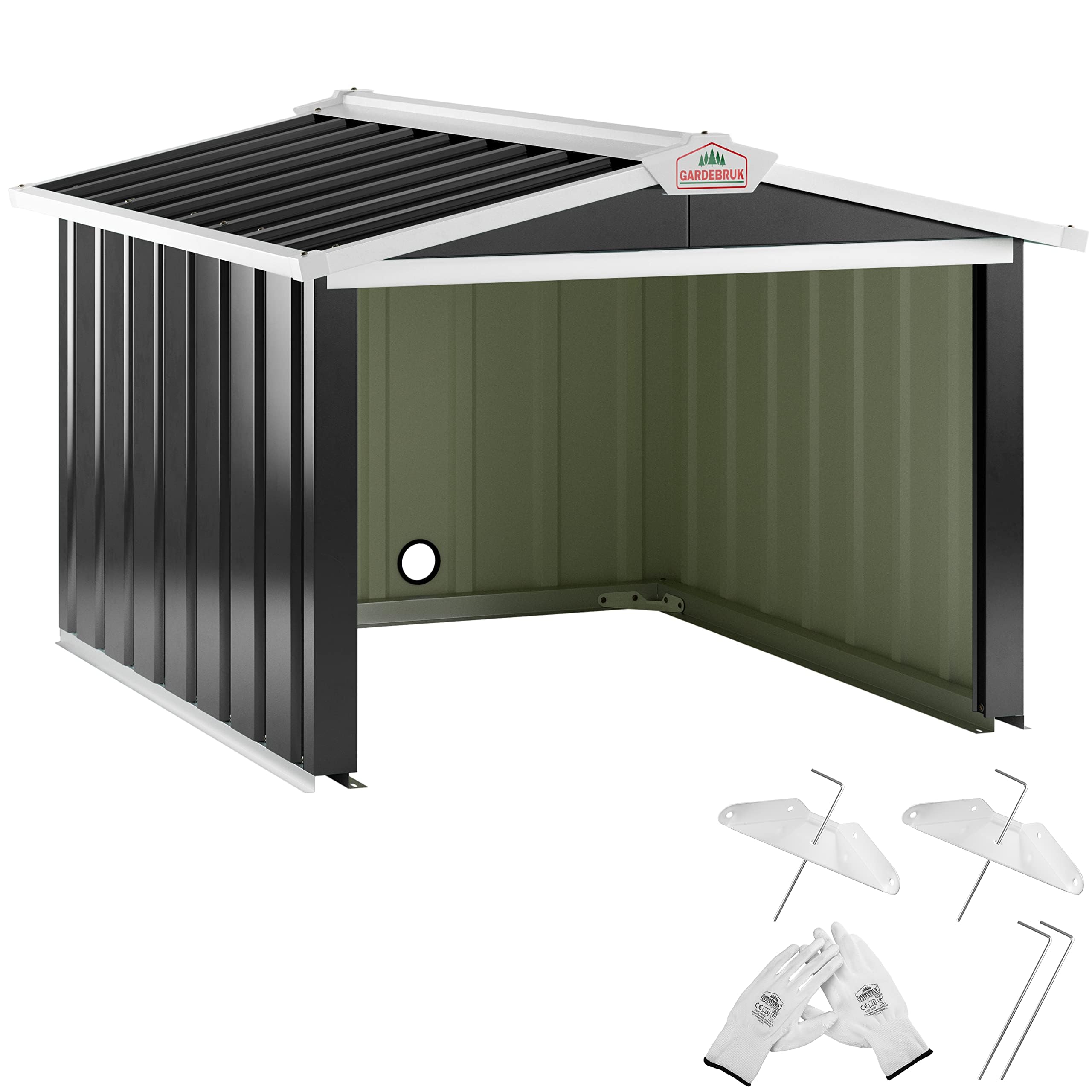 GARDEBRUK® Robot Lawnmower Garage | 86x100x63cm | Gable Roof | Metal Shed Garden Storage Ideal Gadgets for Men & Gardening Gifts for Men | Storage Solutions for Robotic Lawn Mower | Anthracite