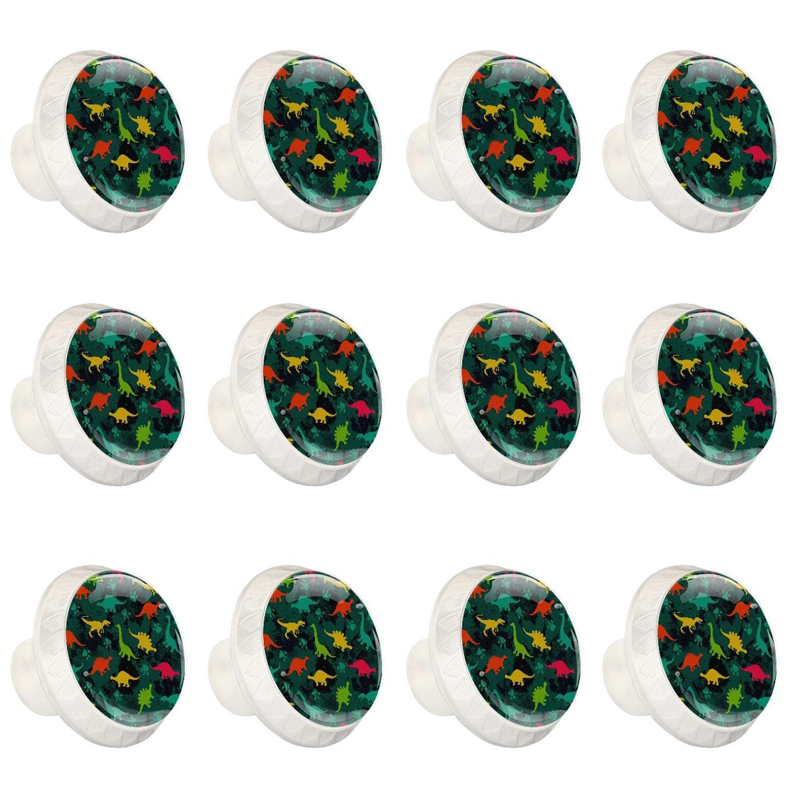 Boutons d'armoires de cuisine dinosaures colorés lot de 12 poignées