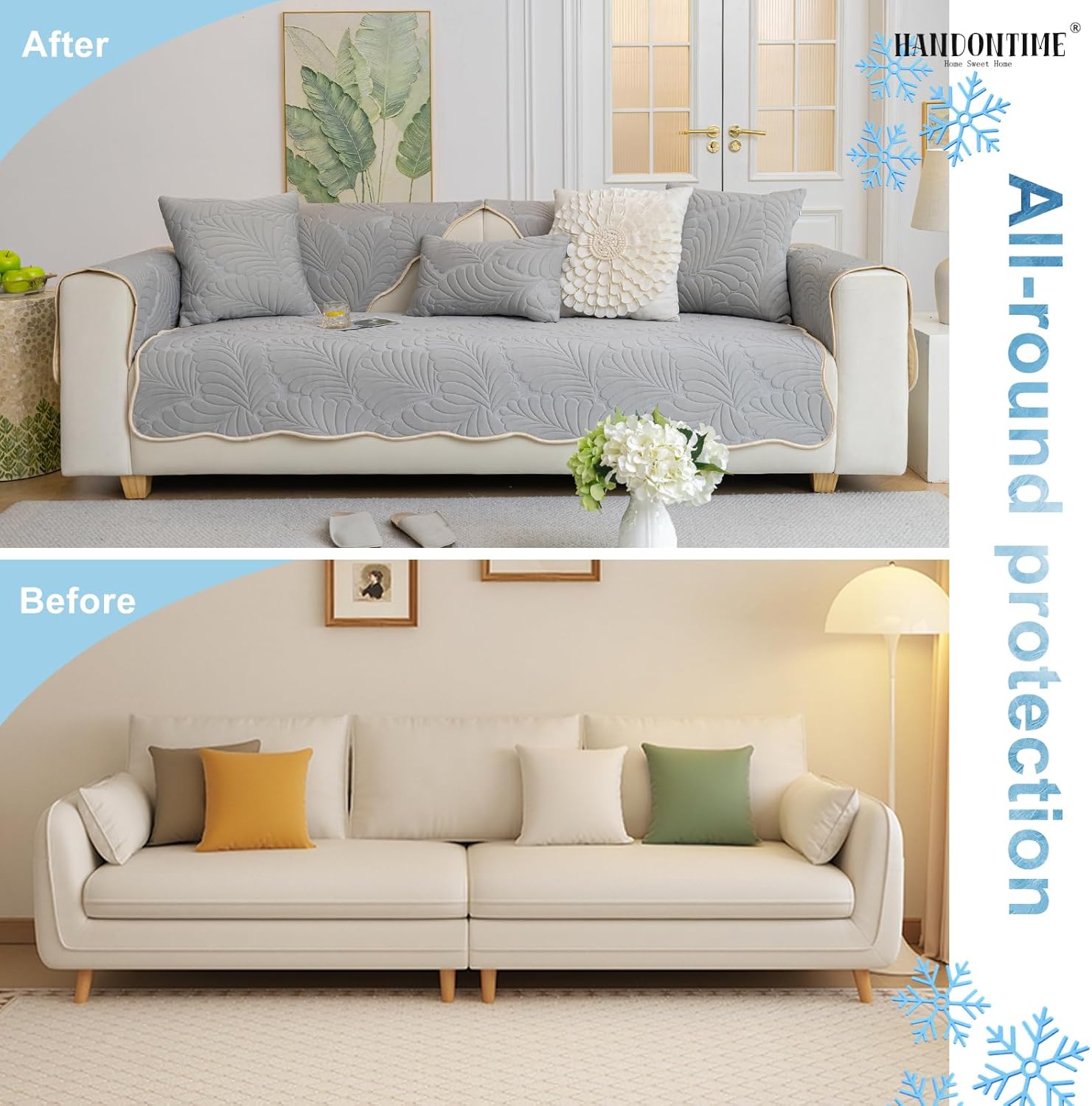 HANDONTIME 夏 冷却 ペット ソファカバー ラテックス ジャカード カウチ プロテクター ソフト 洗濯可能 滑り止め 犬用