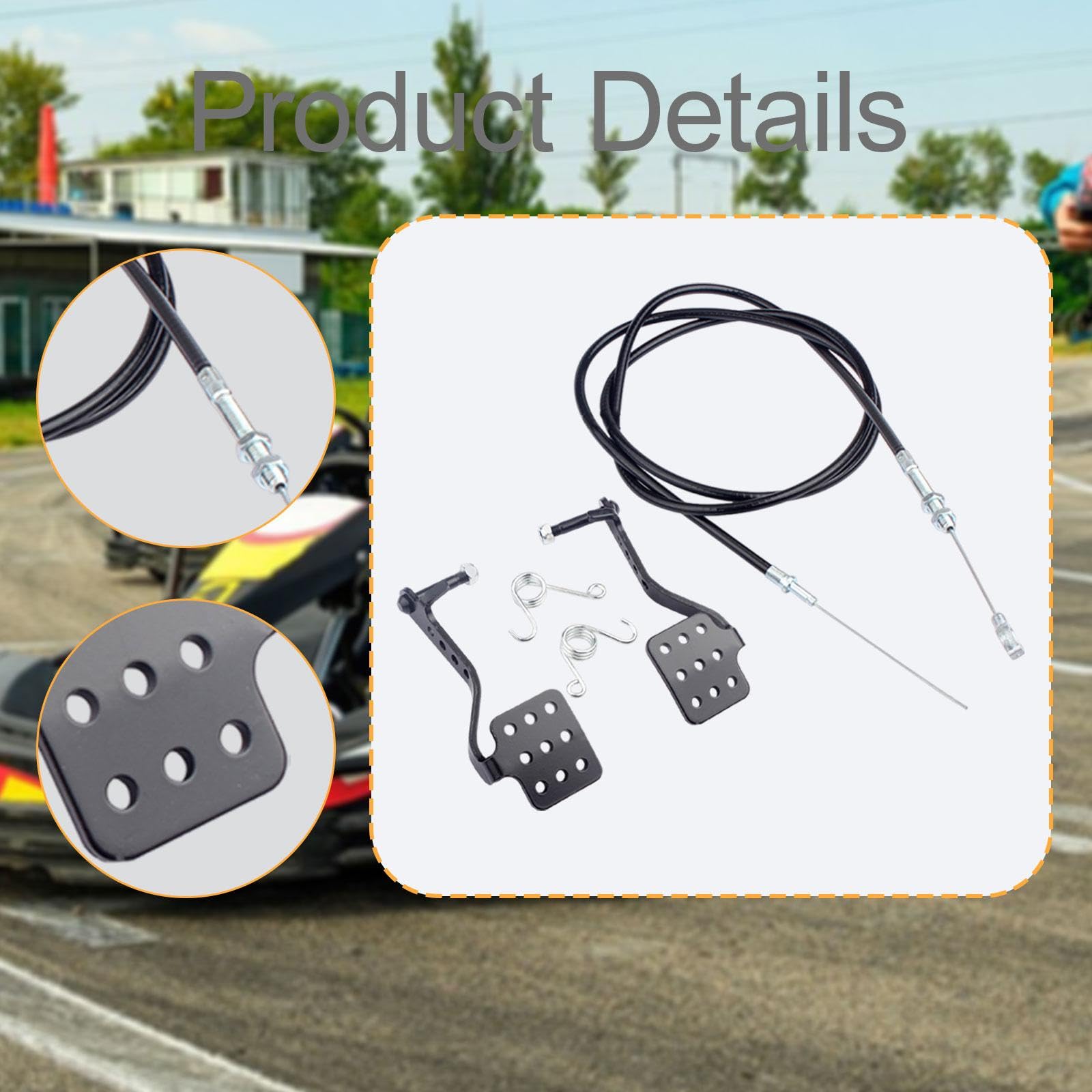 2 Pezzi Pedali Go Kart Kit Freno Acceleratore Accessori Sostituzione Metallo Robusto Installazione Rapida Adatto a Appassionati di Motori, con Cavo Dell'acceleratore