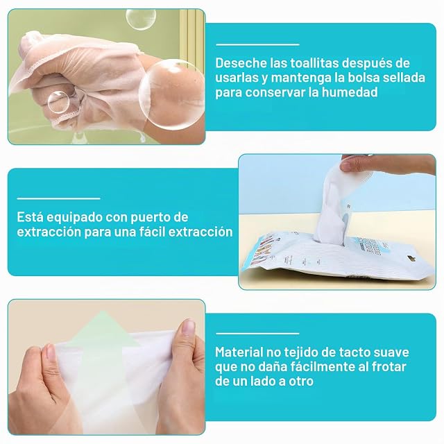 Foto 3 de 7 de 30 Toallitas Desodorantes para Mascotas, Guantes Desechables para Baño y Tratamiento, para Patas, Piel, Cara